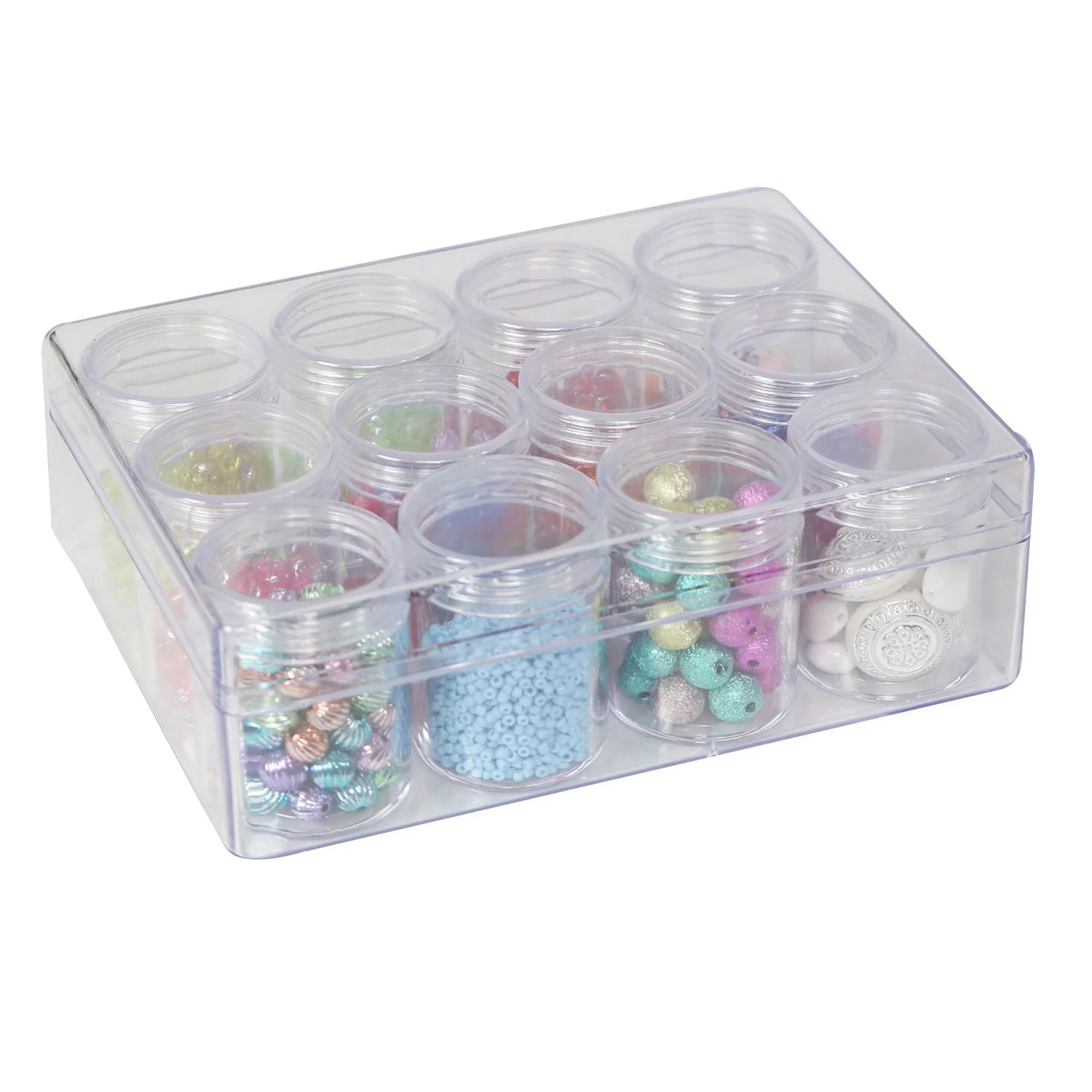 Everything Mary Clear Organizer with 12 Removable Jars – Portable Storage for Small Craft Supplies 1 Everything Mary Clear Organizer with 12 Removable Jars – Portable Storage for Small Craft Supplies