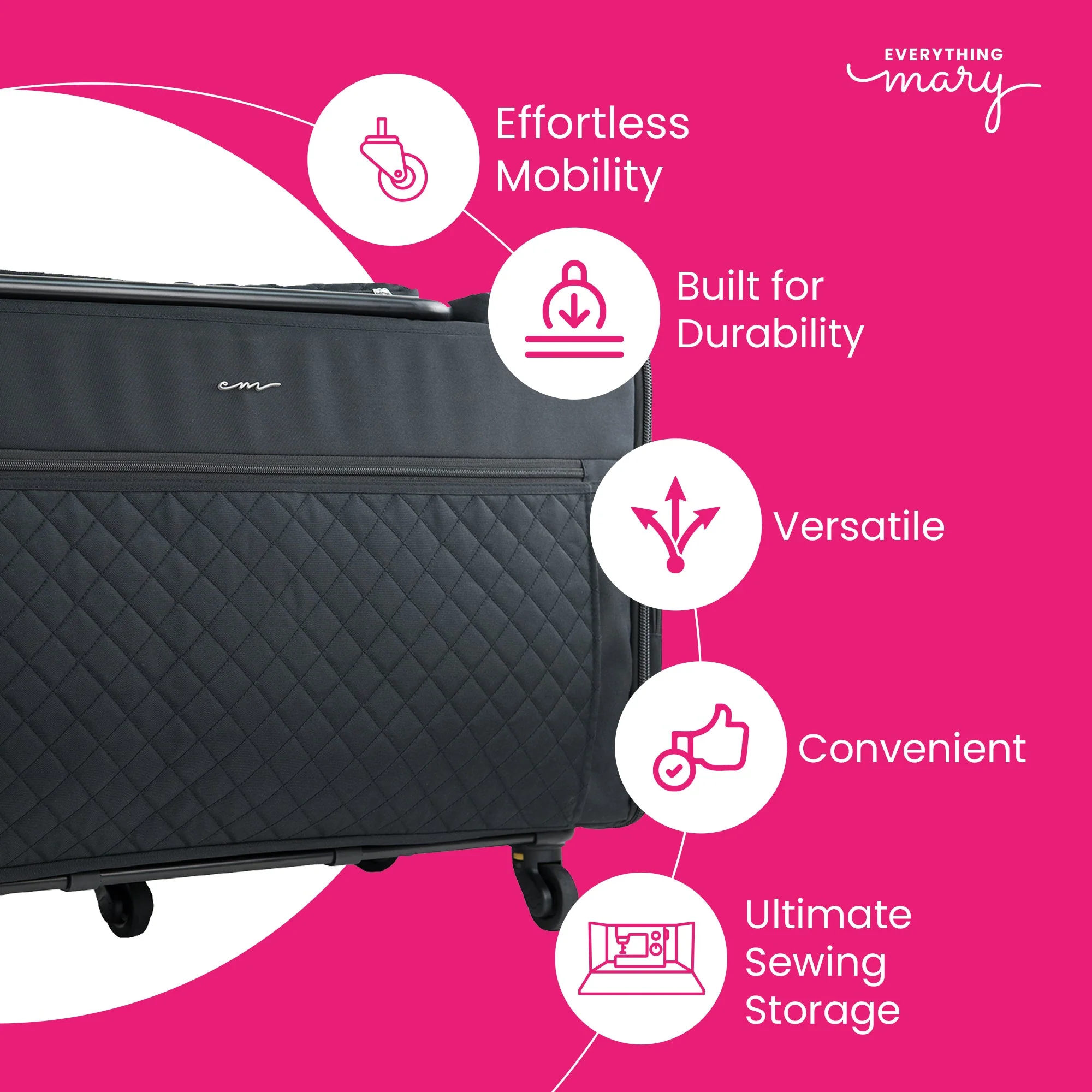 Everything Mary Jumbo 5 Wheel Collapsible Rolling Sewing Machine Storage Case, Black 2 Everything Mary Jumbo 5 Wheel Collapsible Rolling Sewing Machine Storage Case, Black