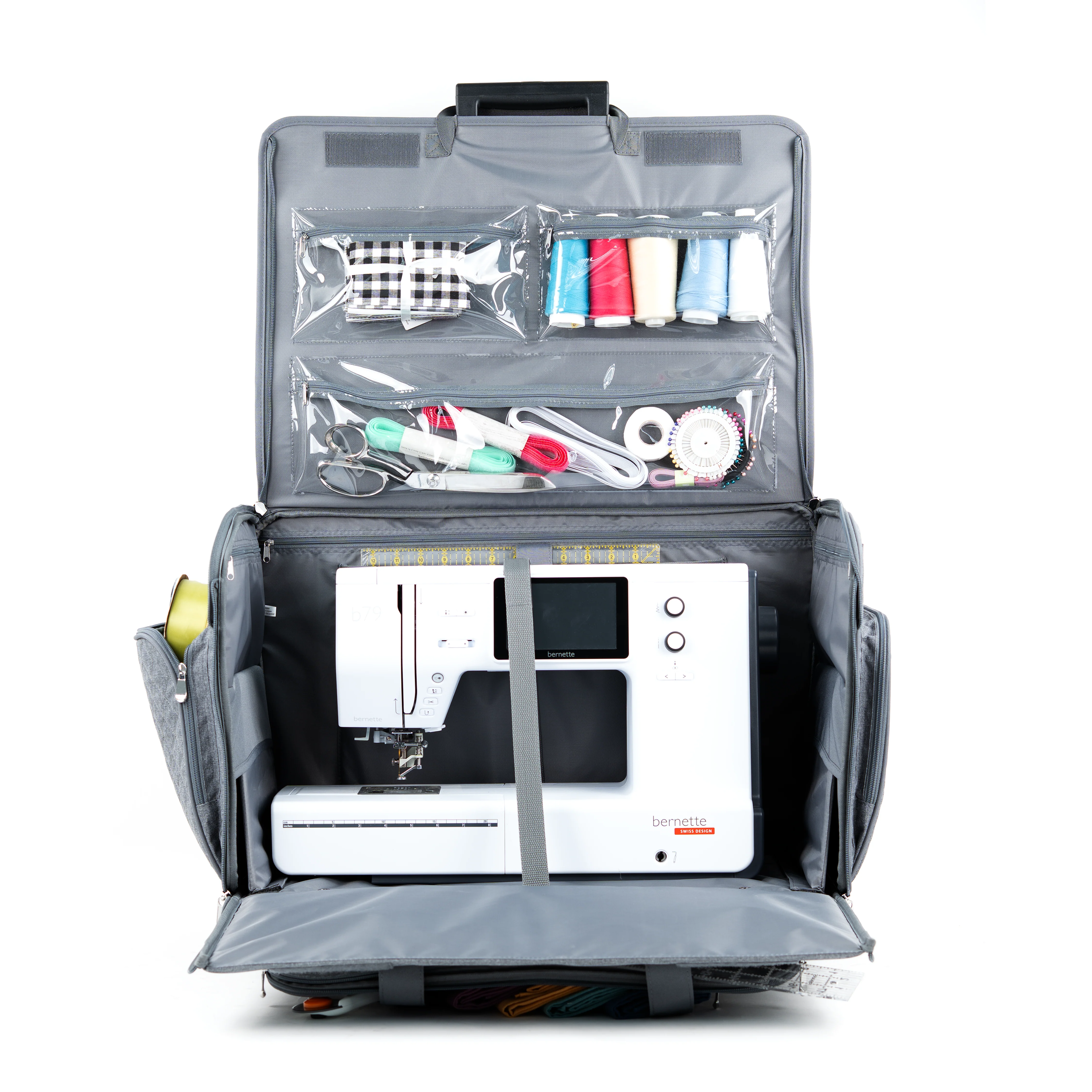 Everything Mary XXL 4 Wheel Collapsible Rolling Sewing Machine Storage Case, Grey Quilted 7 Everything Mary XXL 4 Wheel Collapsible Rolling Sewing Machine Storage Case, Grey Quilted