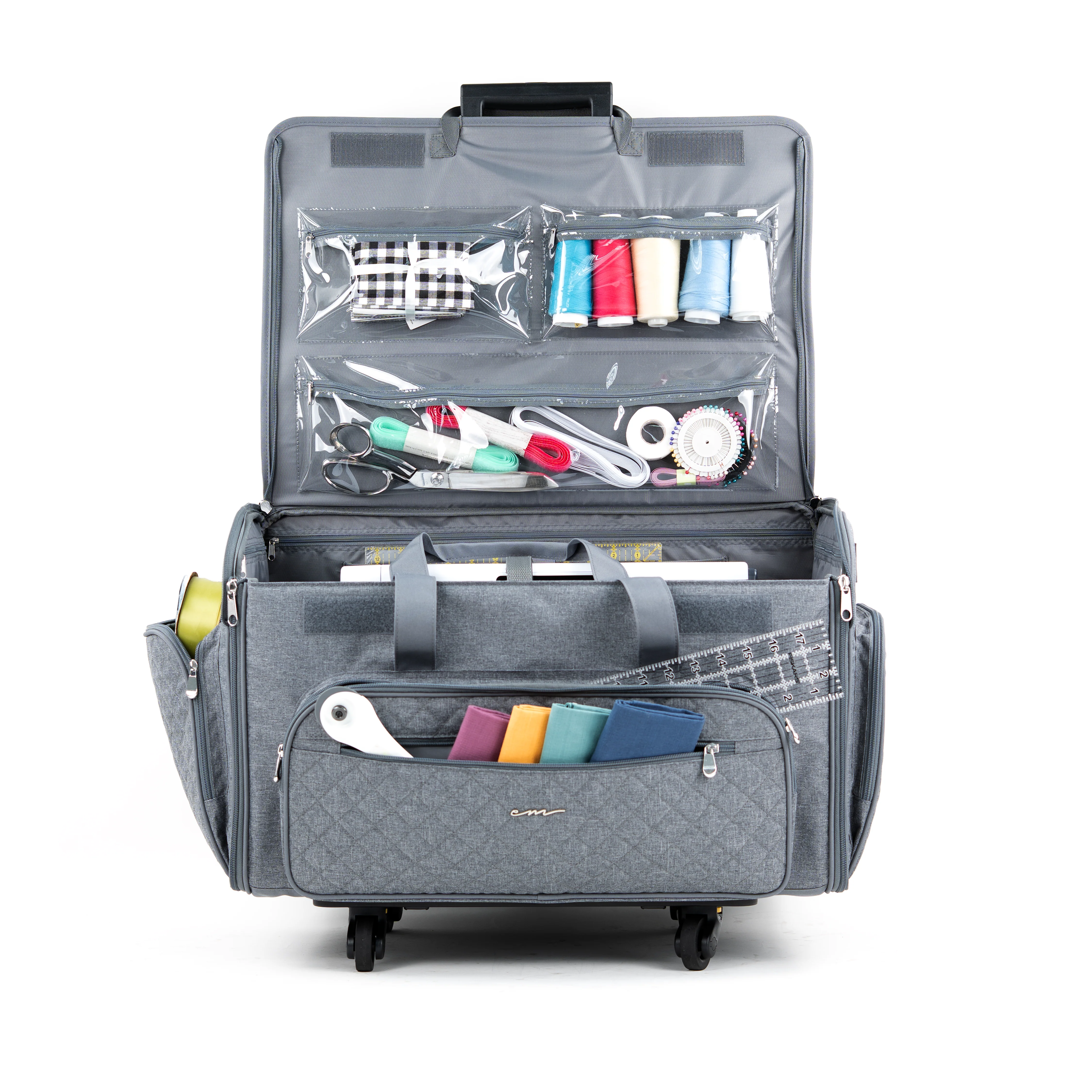 Everything Mary XXL 4 Wheel Collapsible Rolling Sewing Machine Storage Case, Grey Quilted 8 Everything Mary XXL 4 Wheel Collapsible Rolling Sewing Machine Storage Case, Grey Quilted