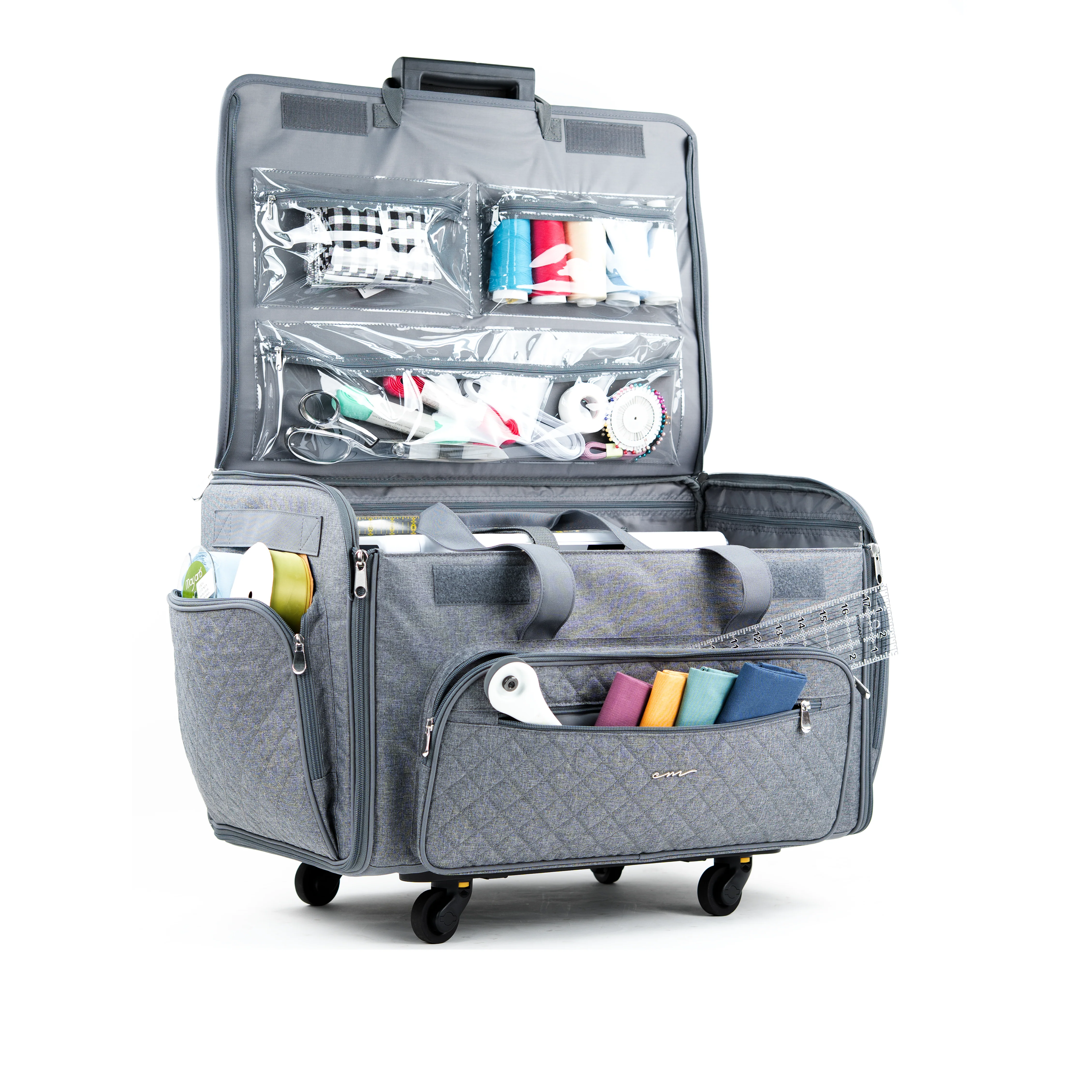 Everything Mary XXL 4 Wheel Collapsible Rolling Sewing Machine Storage Case, Grey Quilted 9 Everything Mary XXL 4 Wheel Collapsible Rolling Sewing Machine Storage Case, Grey Quilted