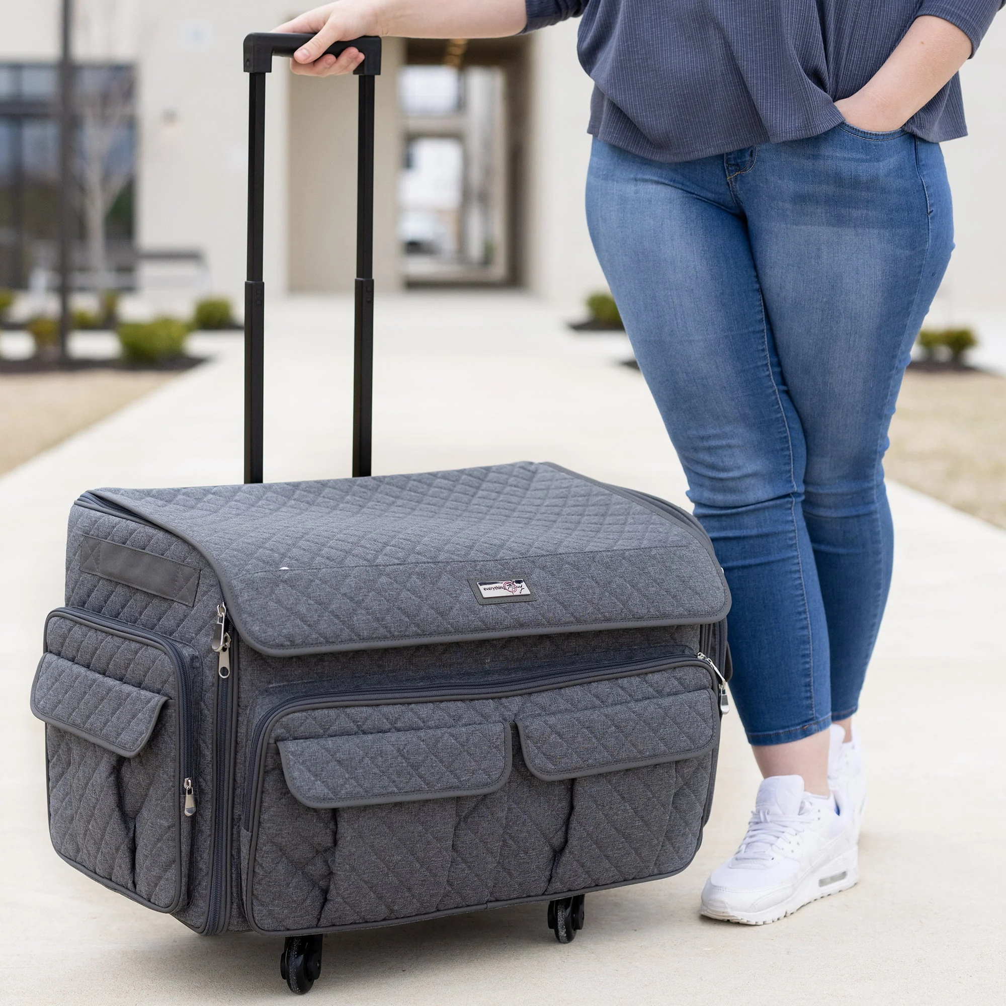Everything Mary XXL 4 Wheel Collapsible Rolling Sewing Machine Storage Case, Heather Grey 8 Everything Mary XXL 4 Wheel Collapsible Rolling Sewing Machine Storage Case, Heather Grey