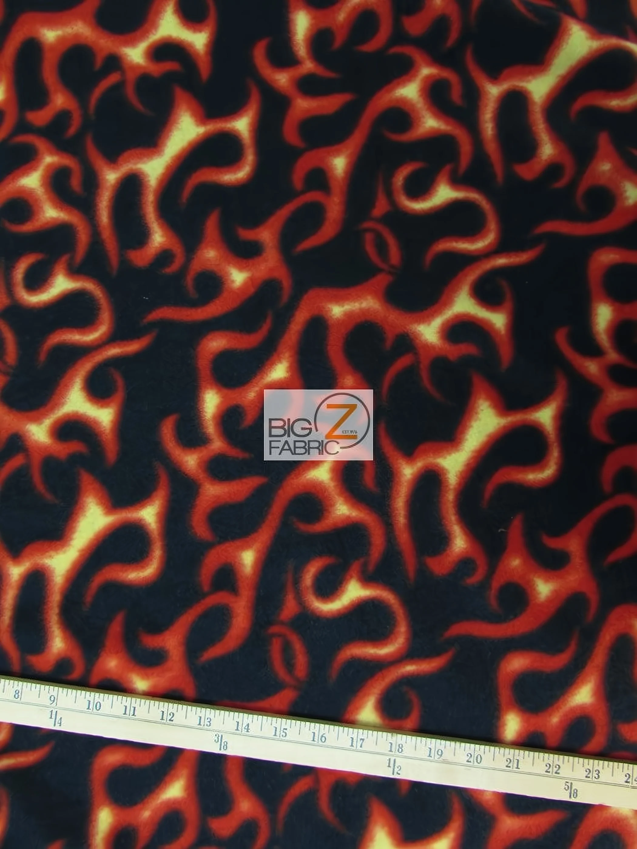 Fire Flame Black and Orange Fleece Fabric 1 Fire Flame Black and Orange Fleece Fabric