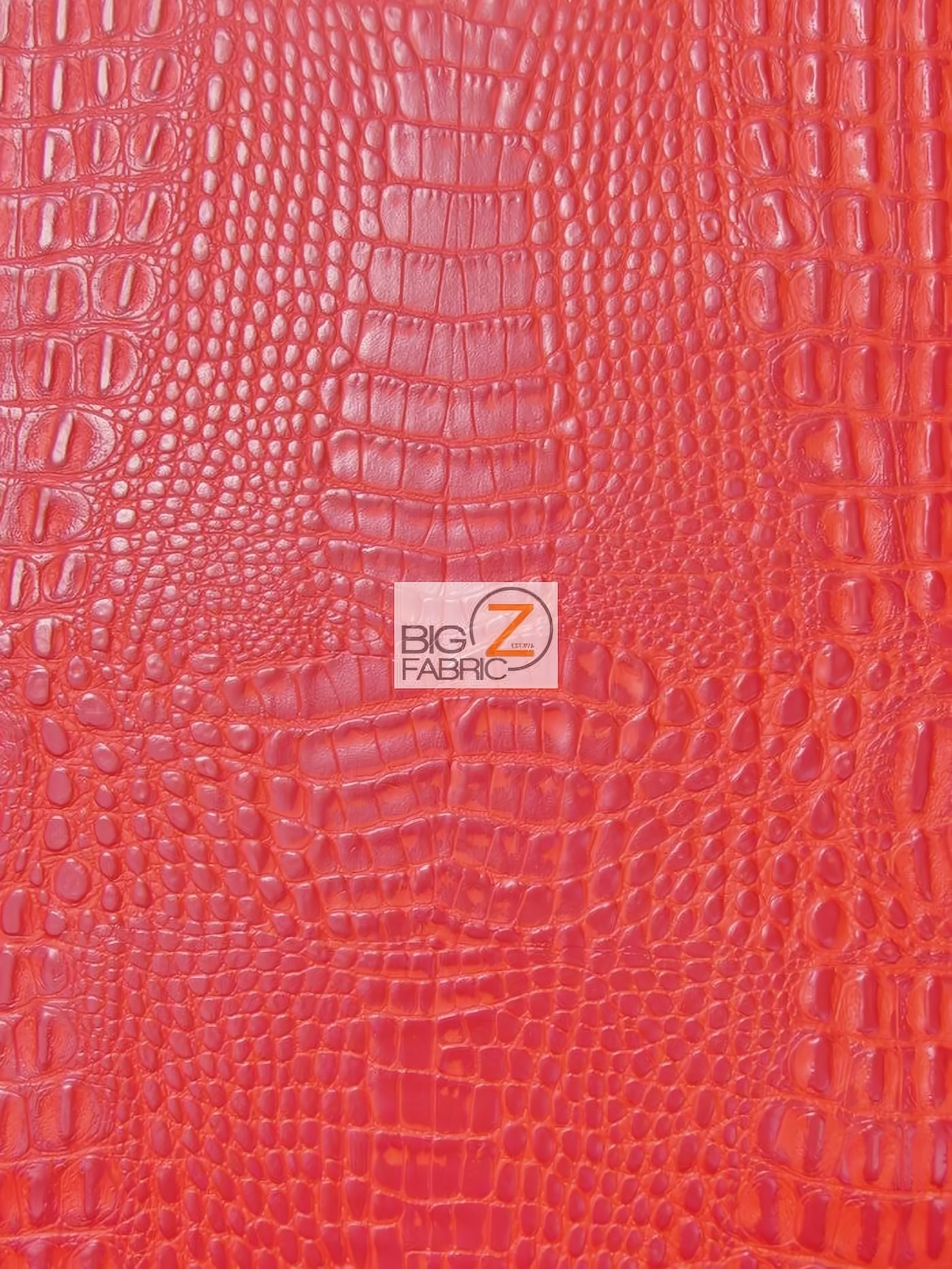 Fire Red Crocodile Marine Vinyl Fabric / Sold By The Yard 1 Fire Red Crocodile Marine Vinyl Fabric / Sold By The Yard