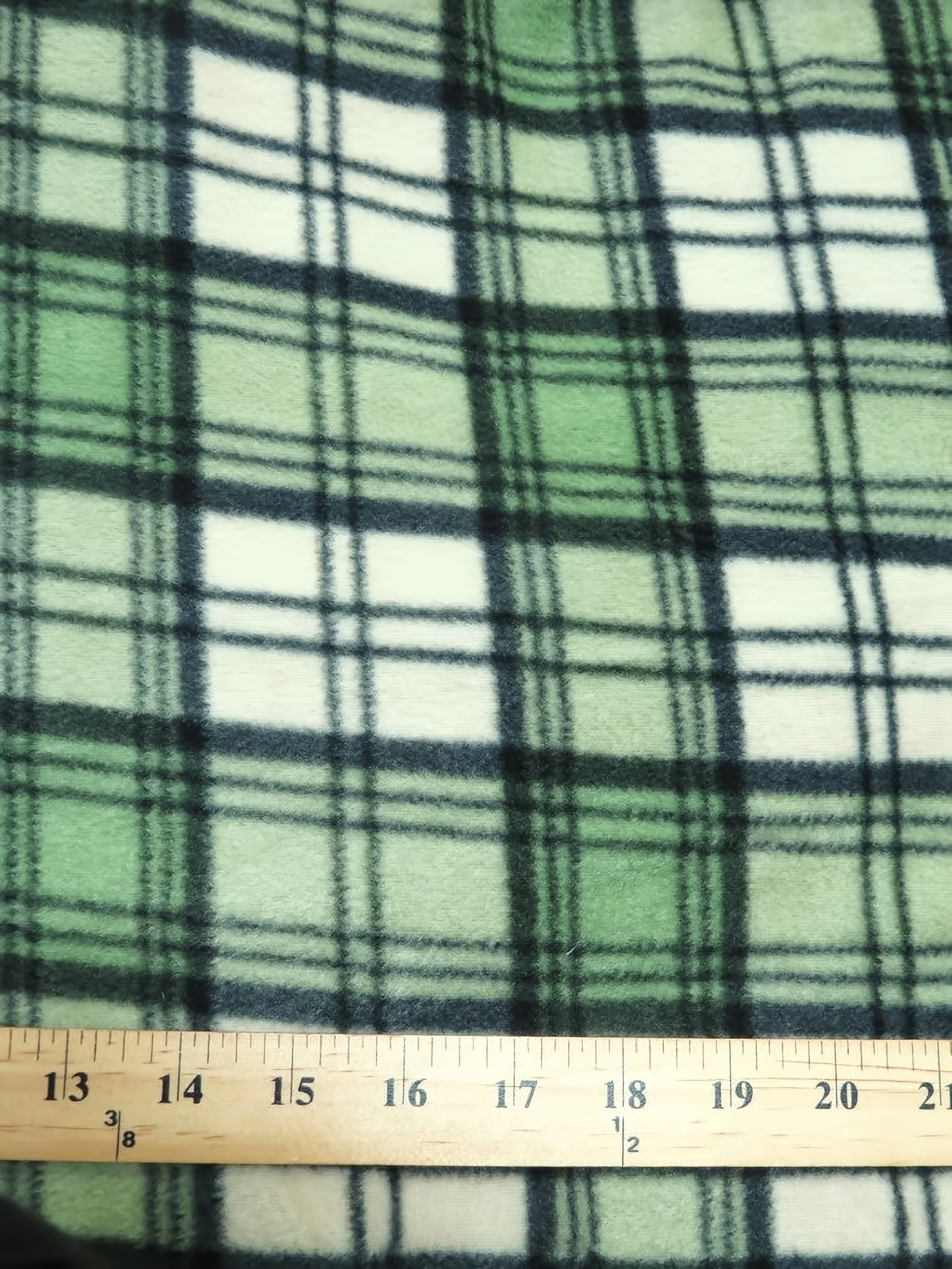 Fleece Printed Fabric / Tartan Plaid Green/Beige / Sold By The Yard 1 Fleece Printed Fabric / Tartan Plaid Green/Beige / Sold By The Yard