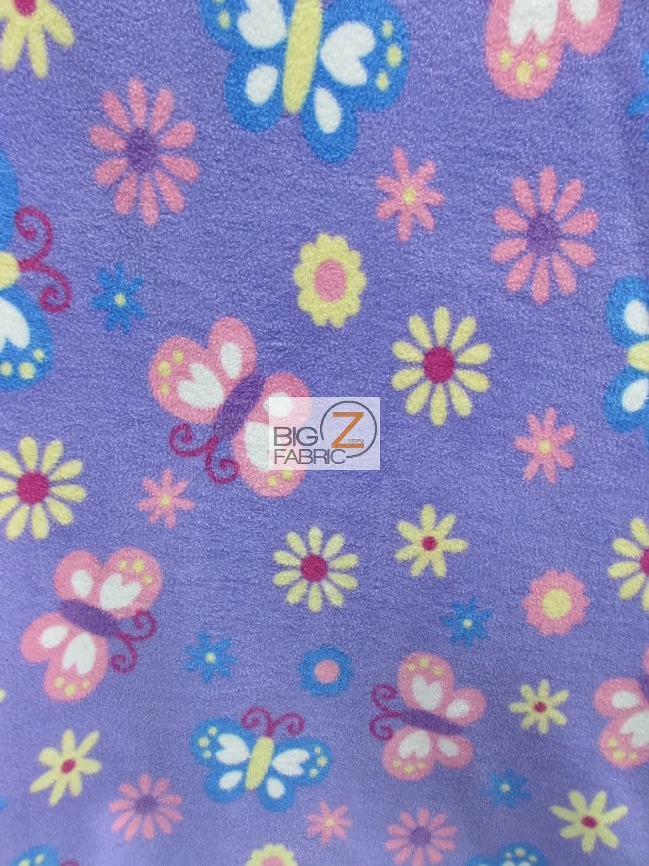 Floral Butterfly Sunrise Purple Fleece Fabric 1 Floral Butterfly Sunrise Purple Fleece Fabric