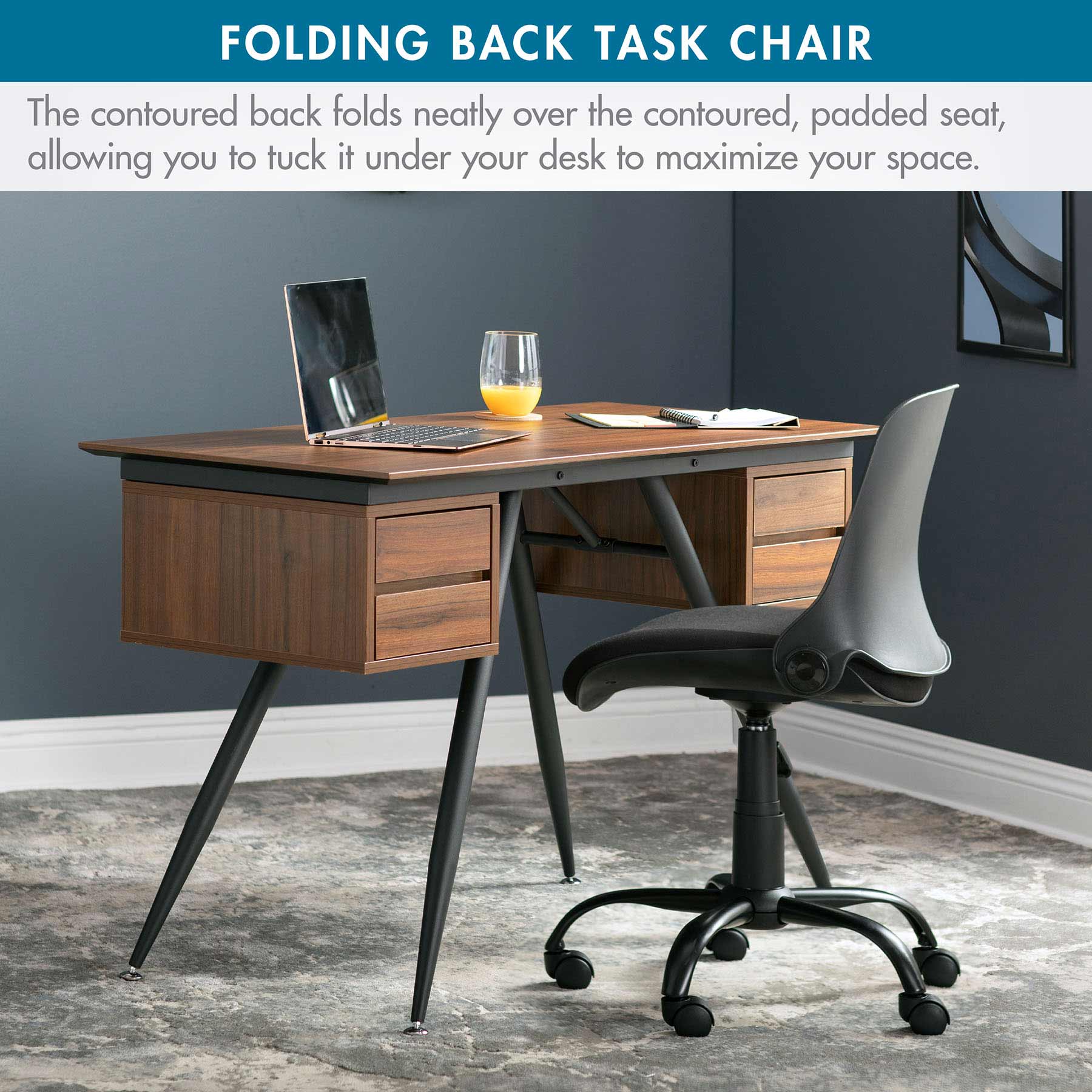 Folding Back Task Chair Black 6 Folding Back Task Chair Black