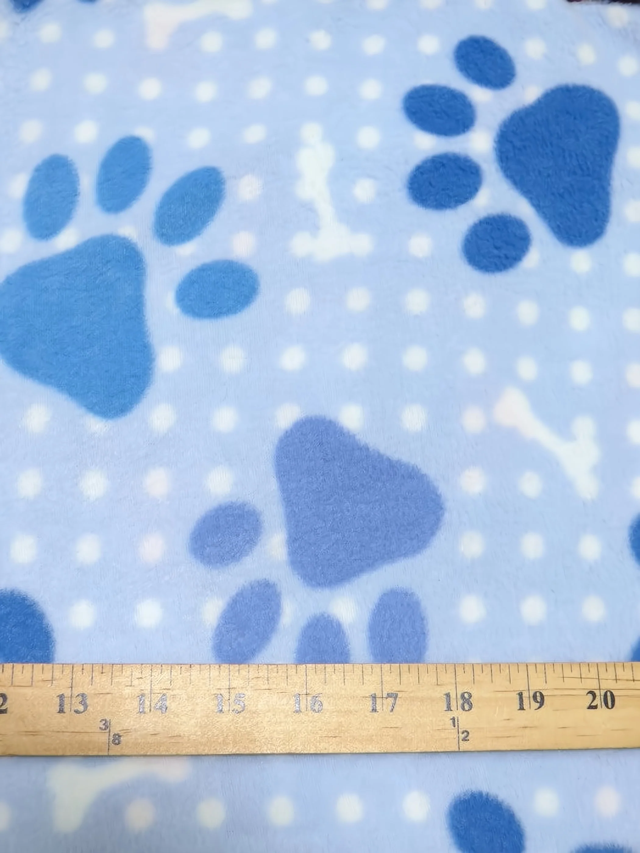 Friendly Happy Paws Blue Fleece Fabric 1 Friendly Happy Paws Blue Fleece Fabric