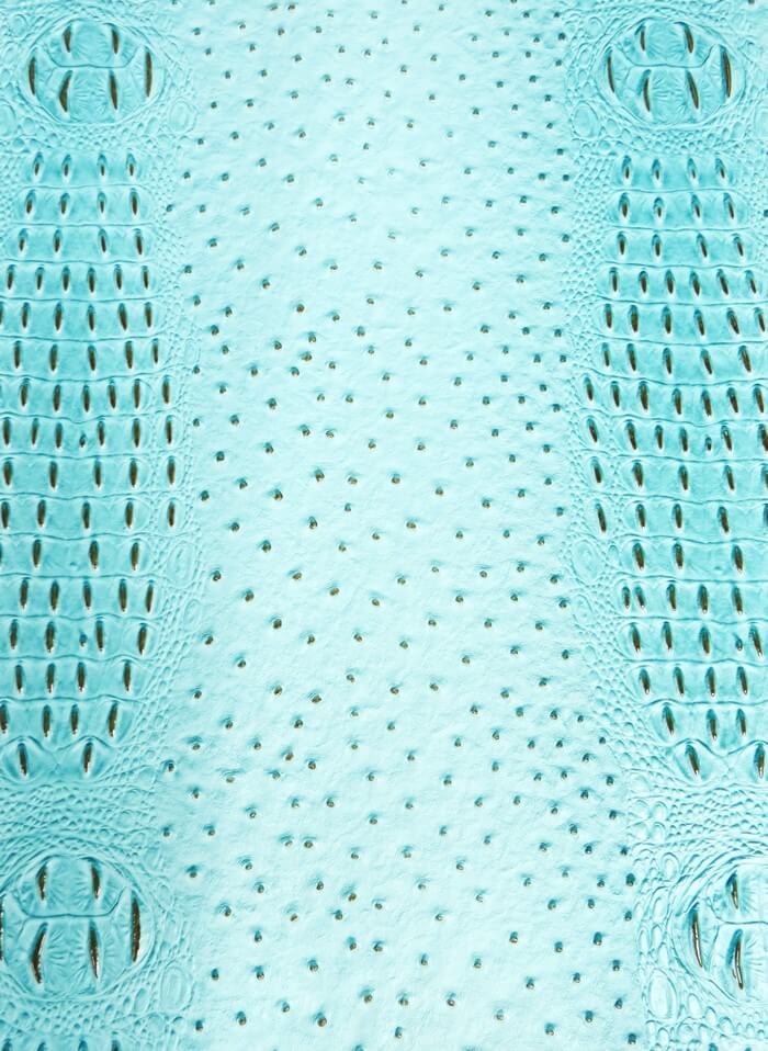 Glacier Blue Mutant Ostrich Gator Embossed Vinyl Fabric / Sold By The Yard 2 Glacier Blue Mutant Ostrich Gator Embossed Vinyl Fabric / Sold By The Yard