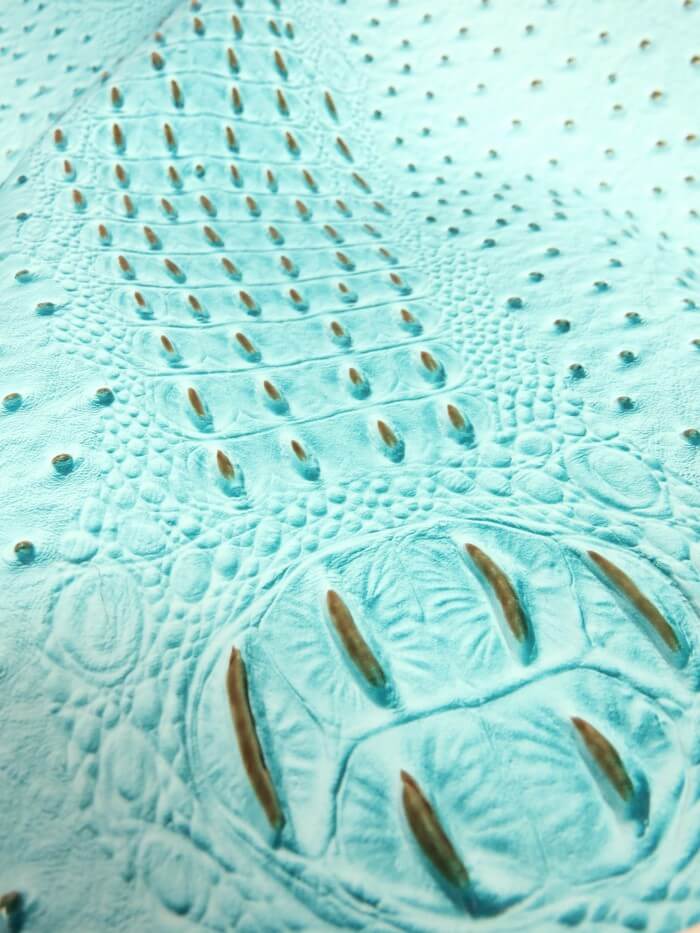 Glacier Blue Mutant Ostrich Gator Embossed Vinyl Fabric / Sold By The Yard 4 Glacier Blue Mutant Ostrich Gator Embossed Vinyl Fabric / Sold By The Yard