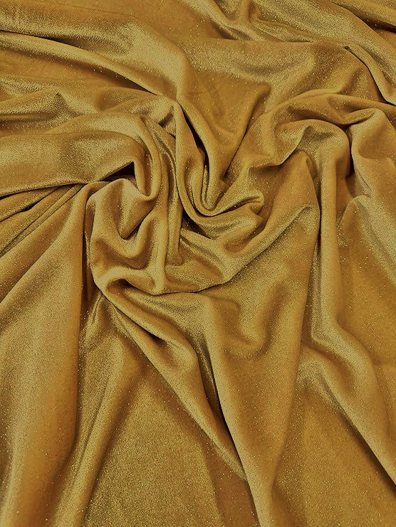 GLITTER STRETCH VELVET 360 GRAMS SPANDEX FABRIC / Gold / Sold by the Yard 1 GLITTER STRETCH VELVET 360 GRAMS SPANDEX FABRIC / Gold / Sold by the Yard