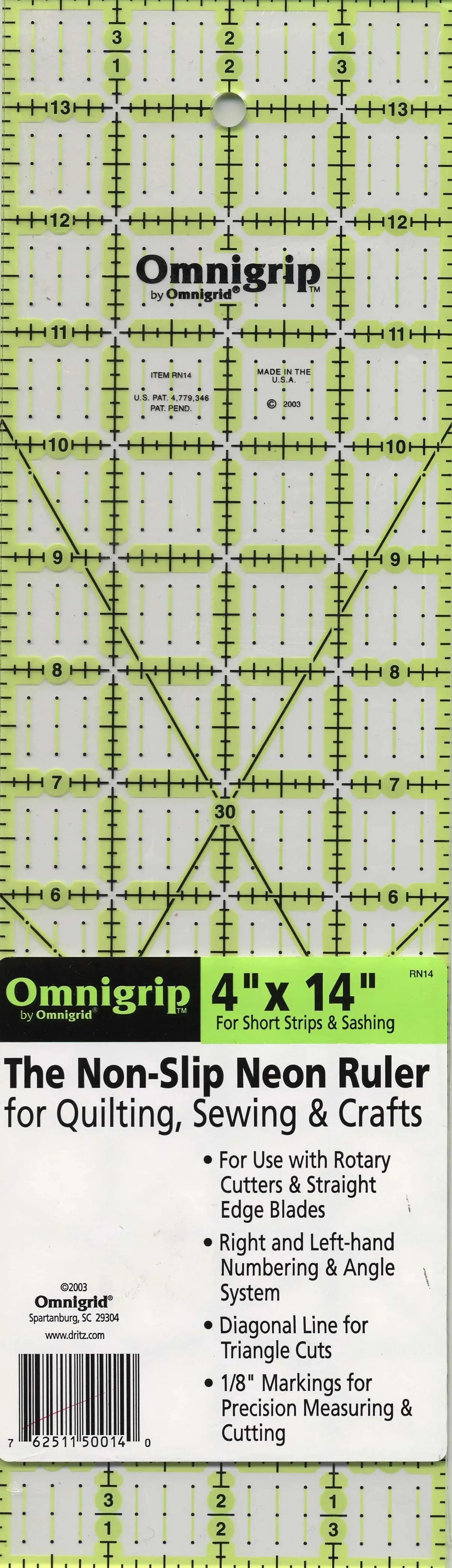 Omnigrid Omnigrip Neon Ruler 4in x 14in 1 Omnigrid Omnigrip Neon Ruler 4in x 14in
