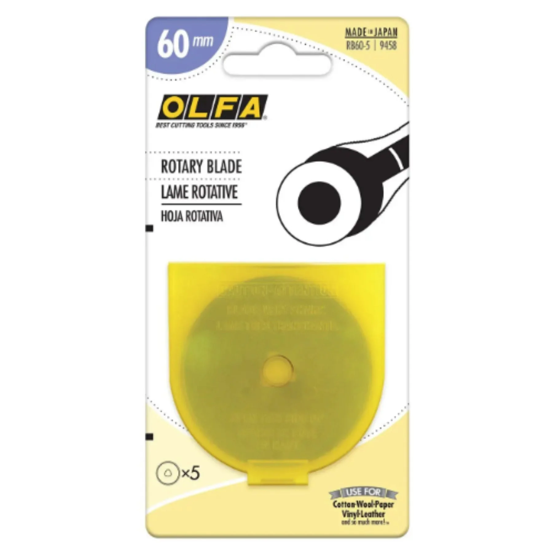 Olfa Rotary Blade RTY3 60mm 5ct Bulk 1 Olfa Rotary Blade RTY3 60mm 5ct Bulk