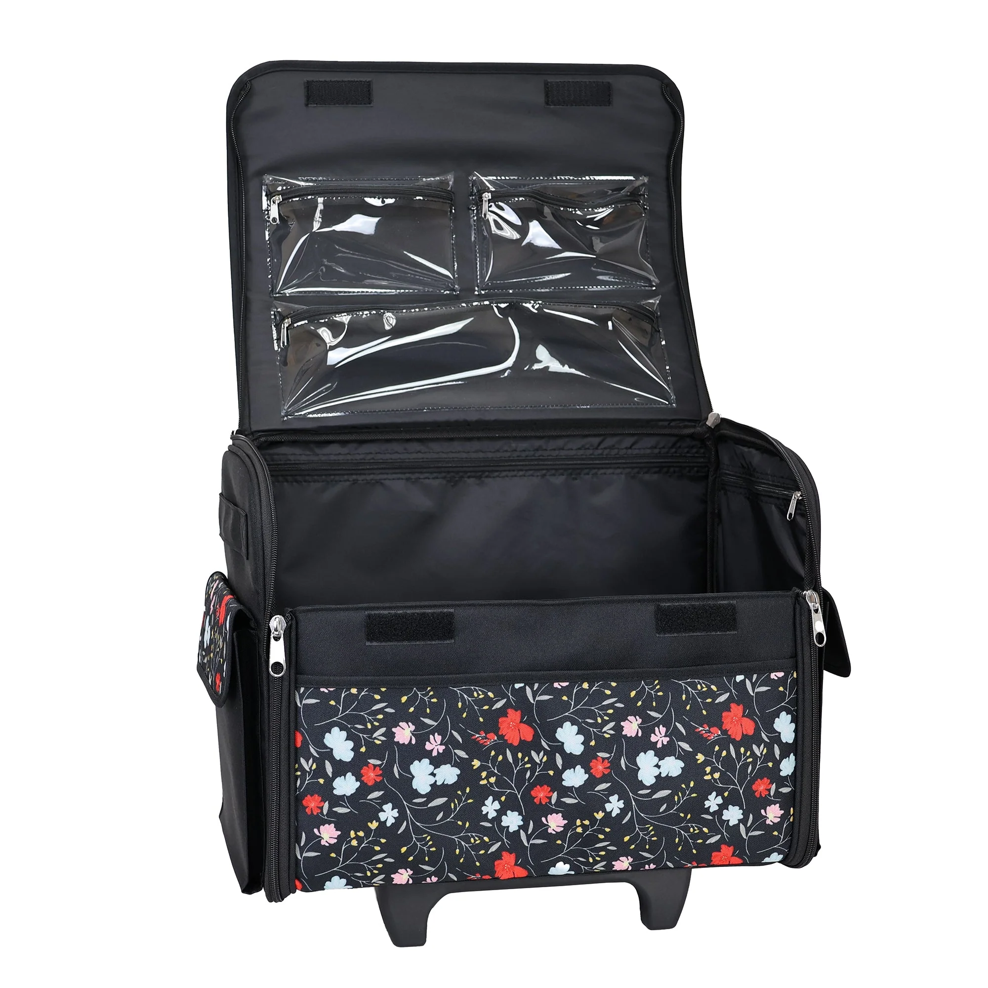 Rolling Sewing Machine Tote, Floral Storage Bag with Wheels & Telescoping Handle 7 Rolling Sewing Machine Tote, Floral Storage Bag with Wheels & Telescoping Handle