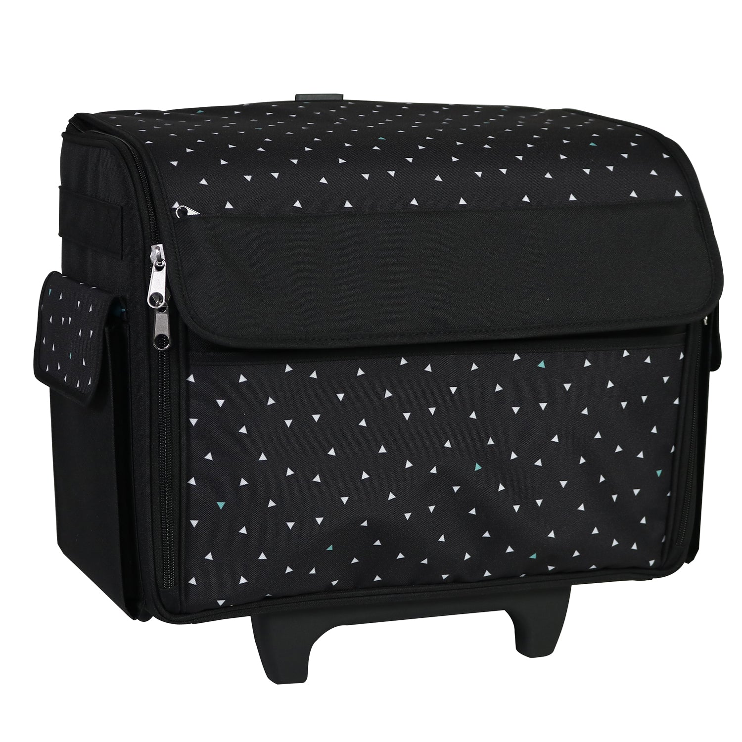 Rolling Sewing Machine Tote, Black & White Triangle Bag with Wheels & Telescoping Handle 1 Rolling Sewing Machine Tote, Black & White Triangle Bag with Wheels & Telescoping Handle