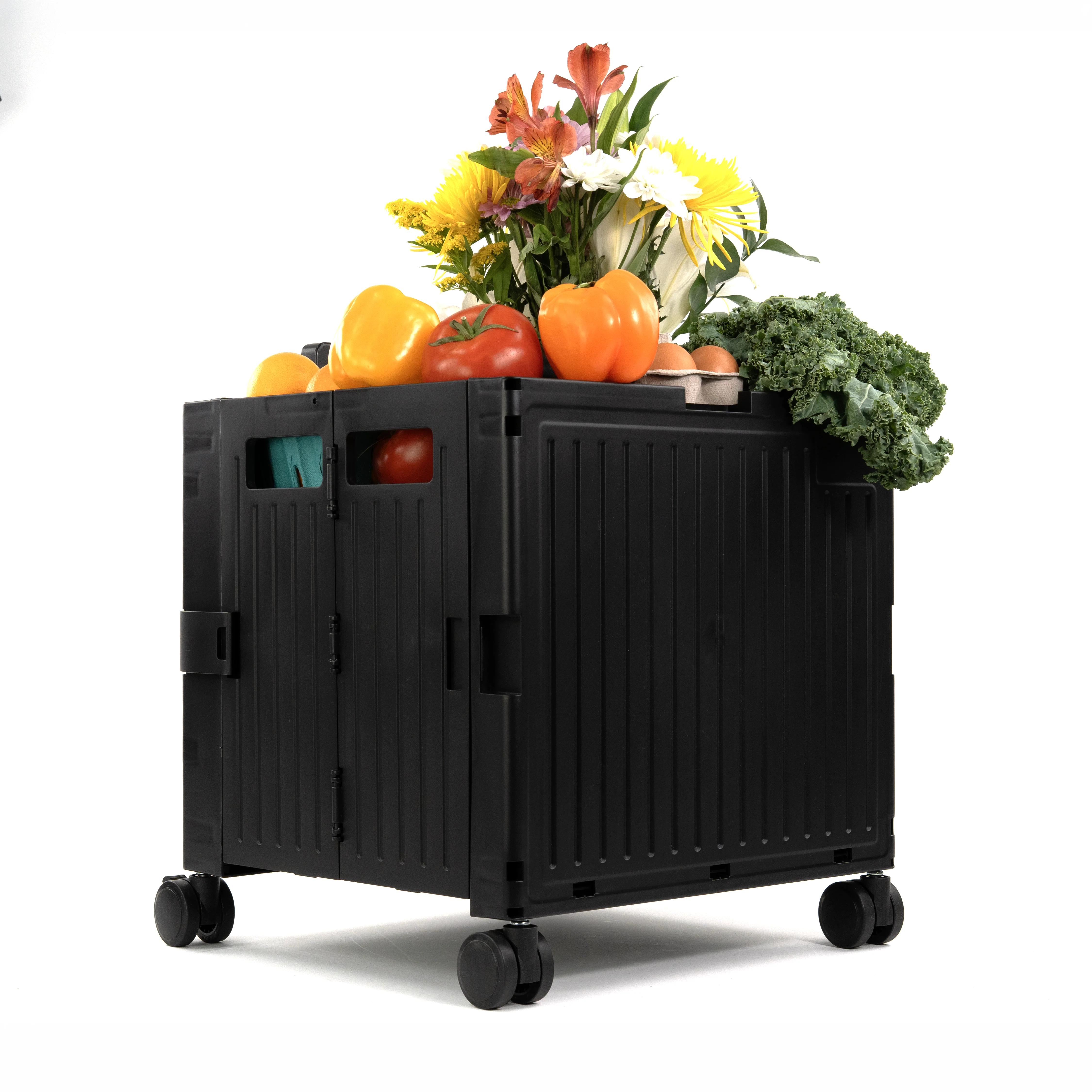 Organizing Essentials Black Collapsible Rolling Cart with Lid & 360° Wheels 10 Organizing Essentials Black Collapsible Rolling Cart with Lid & 360° Wheels