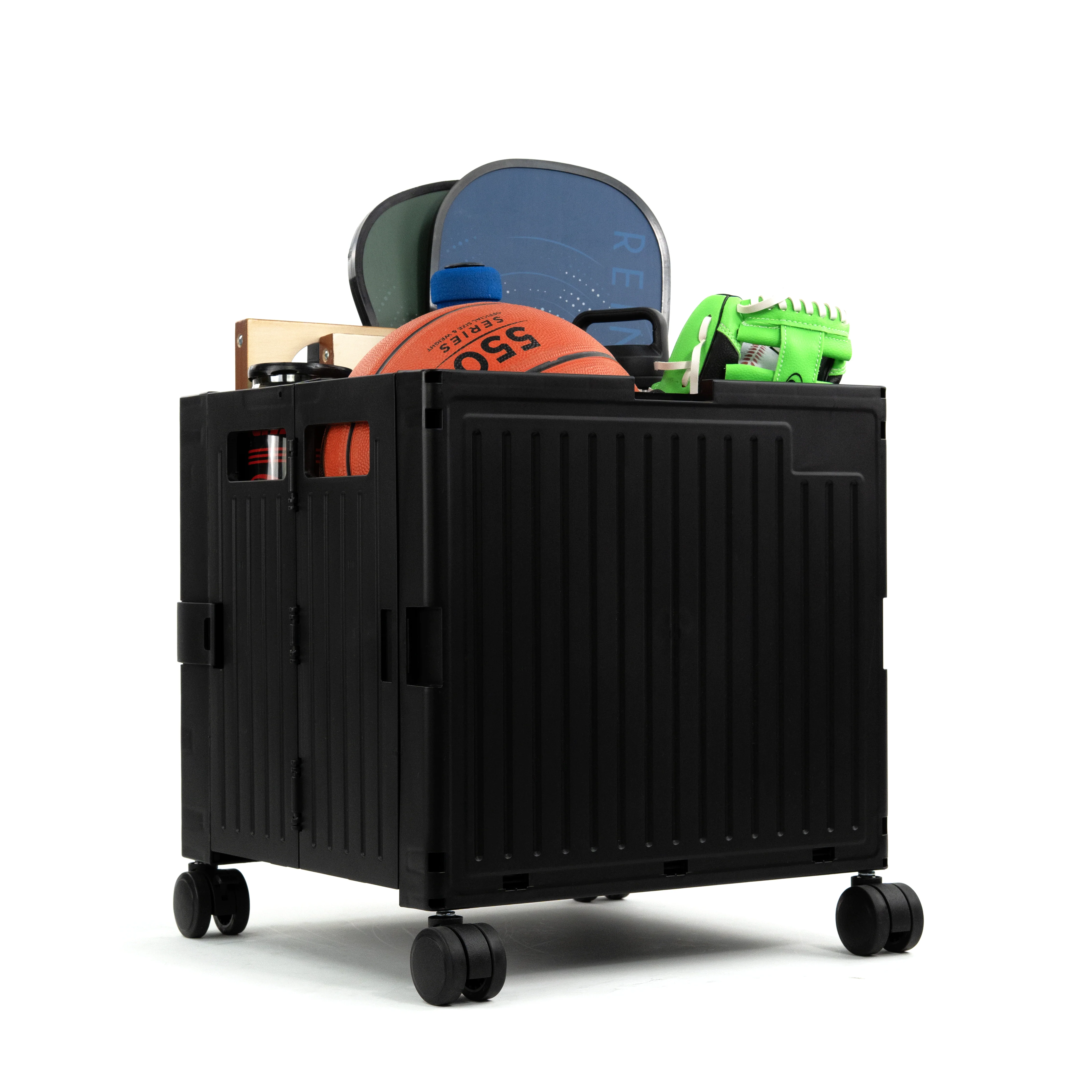 Organizing Essentials Black Collapsible Rolling Cart with Lid & 360° Wheels 11 Organizing Essentials Black Collapsible Rolling Cart with Lid & 360° Wheels