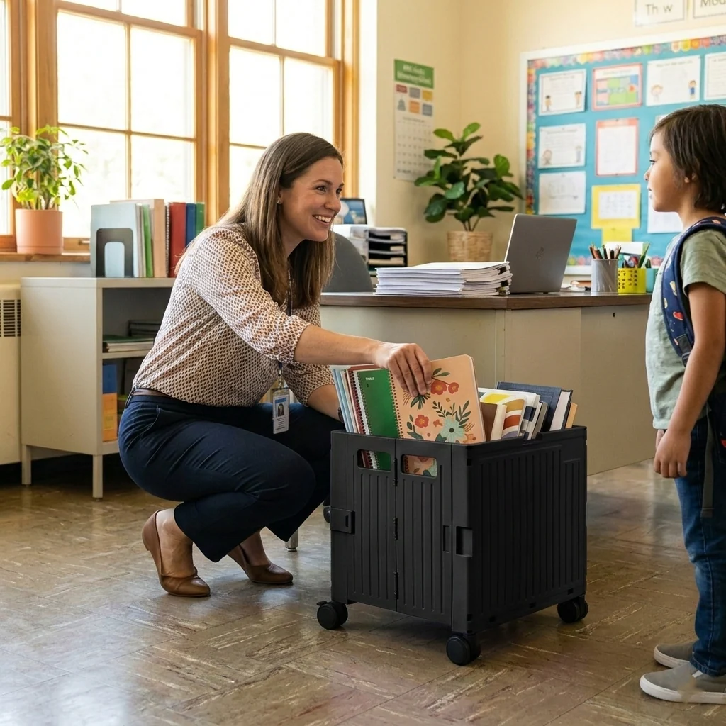Organizing Essentials Black Collapsible Rolling Cart with Lid & 360° Wheels 13 Organizing Essentials Black Collapsible Rolling Cart with Lid & 360° Wheels