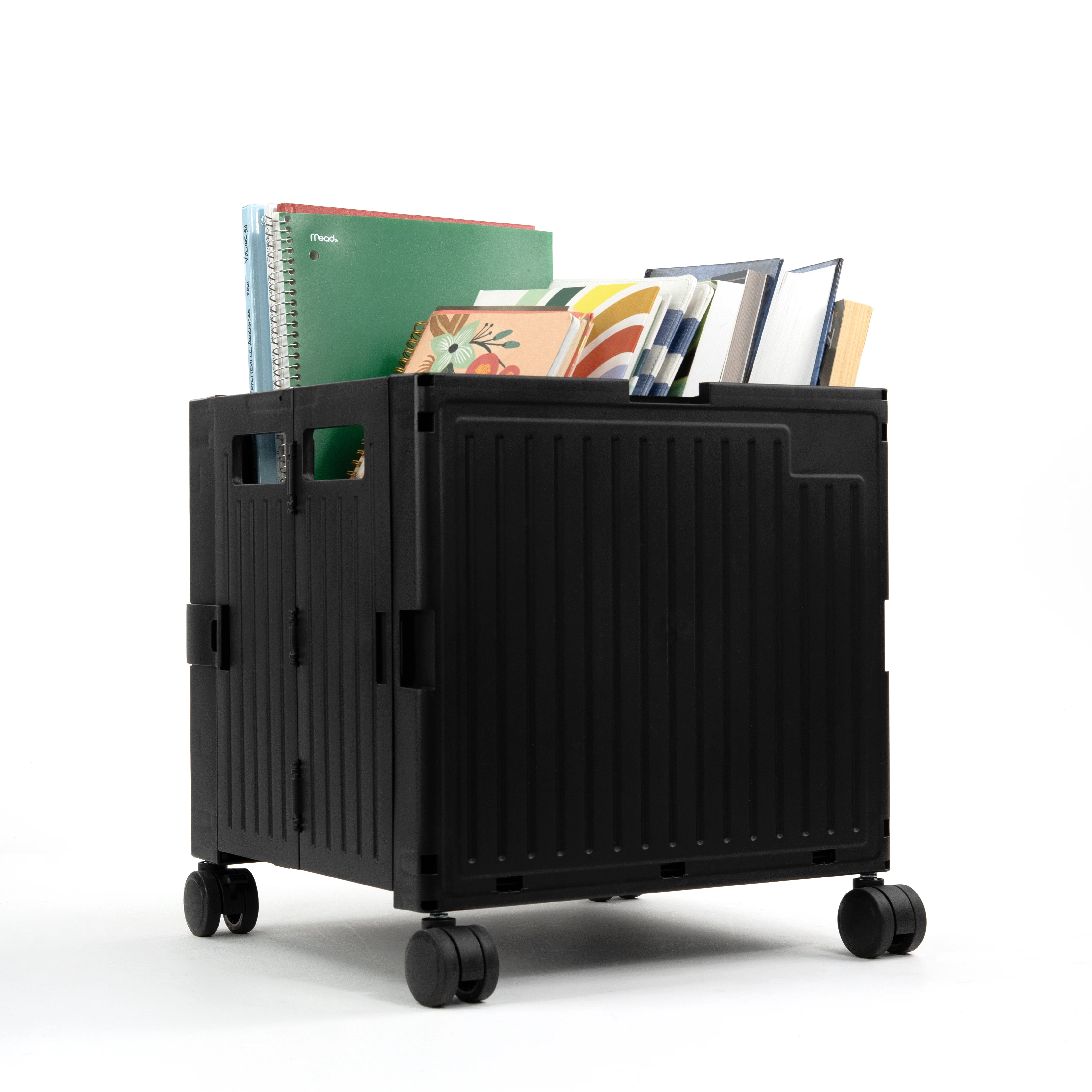 Organizing Essentials Black Collapsible Rolling Cart with Lid & 360° Wheels 9 Organizing Essentials Black Collapsible Rolling Cart with Lid & 360° Wheels