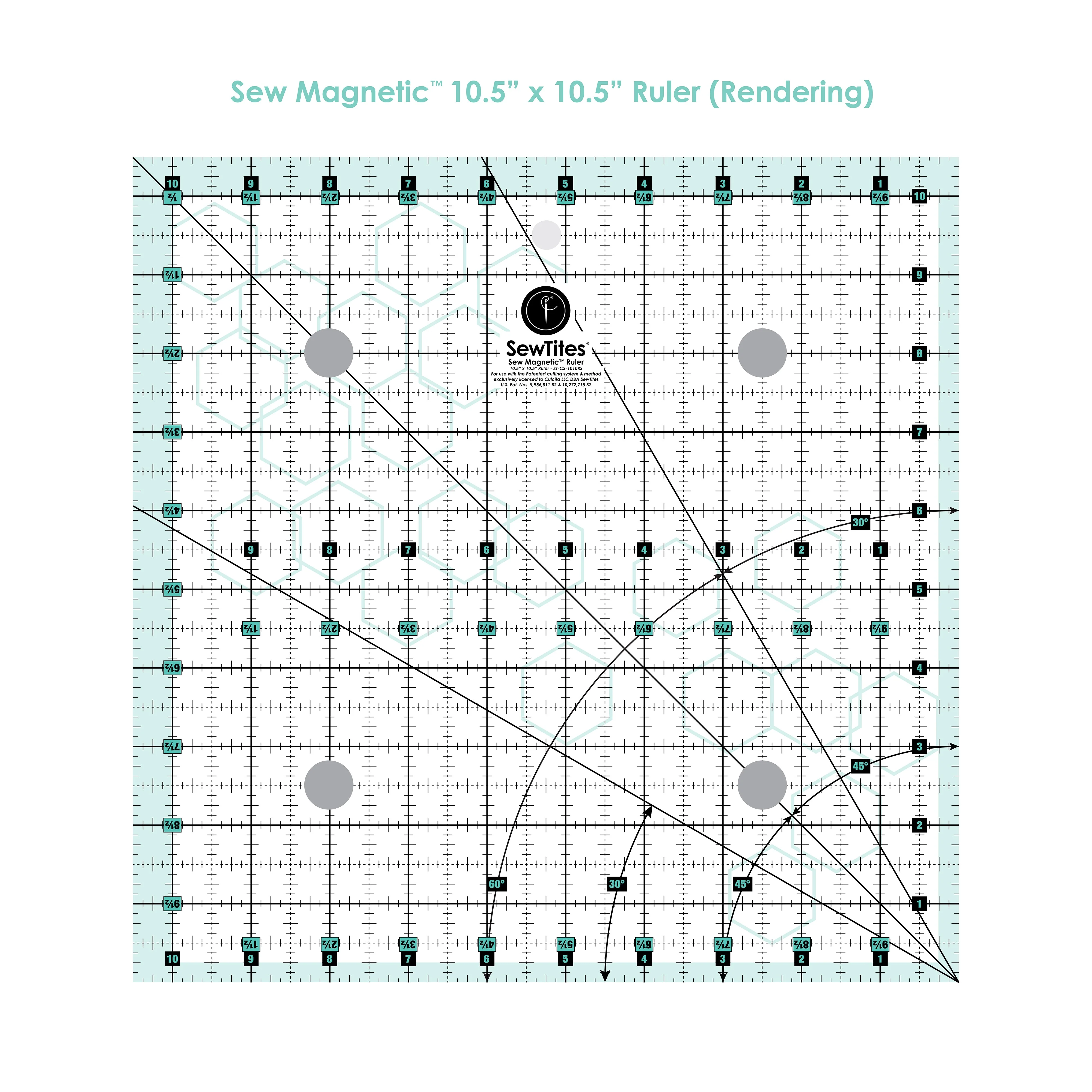 Sew Magnetic 10.5" x 10.5" Ruler 1 Sew Magnetic 10.5" x 10.5" Ruler