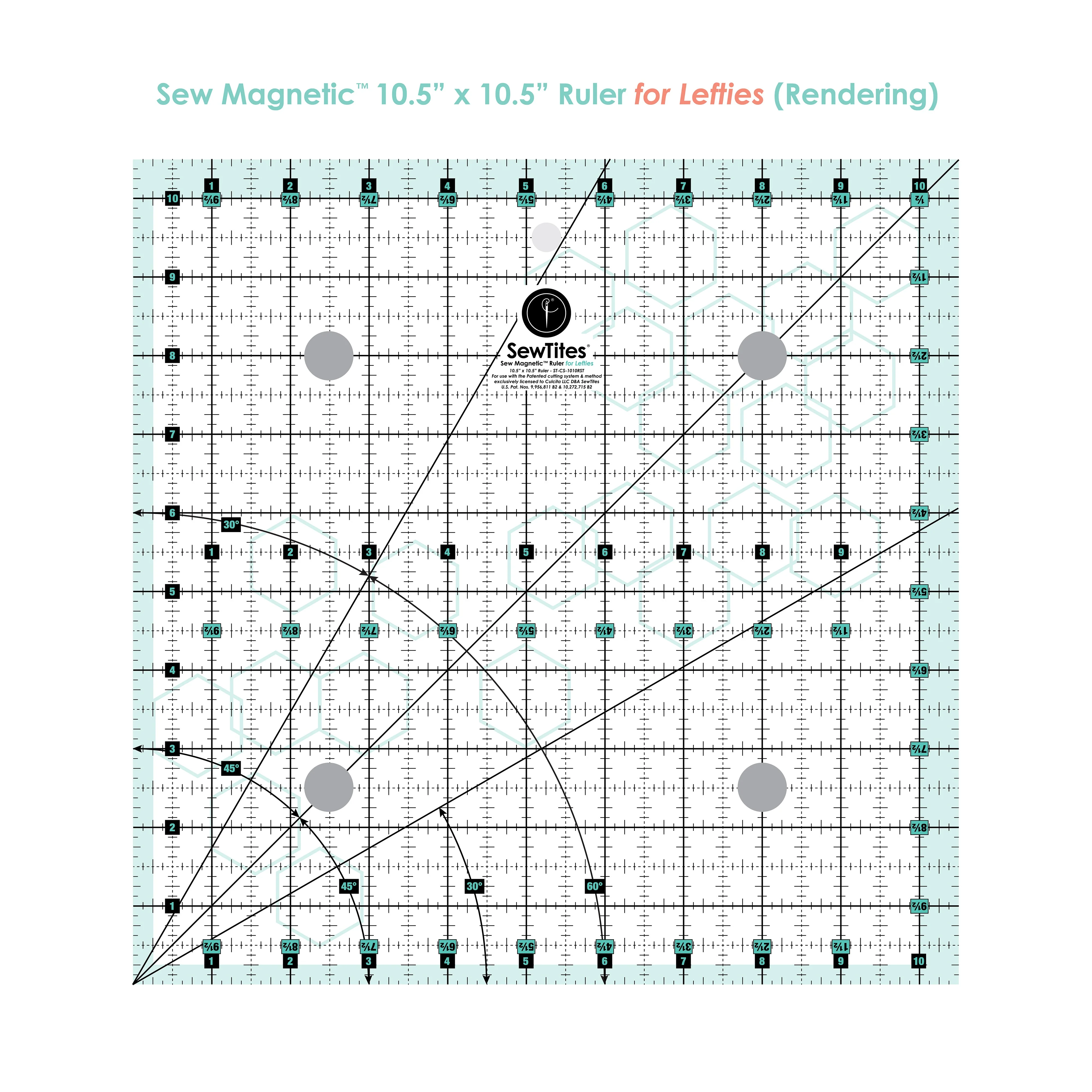 Sew Magnetic 10.5" x 10.5" Ruler 2 Sew Magnetic 10.5" x 10.5" Ruler