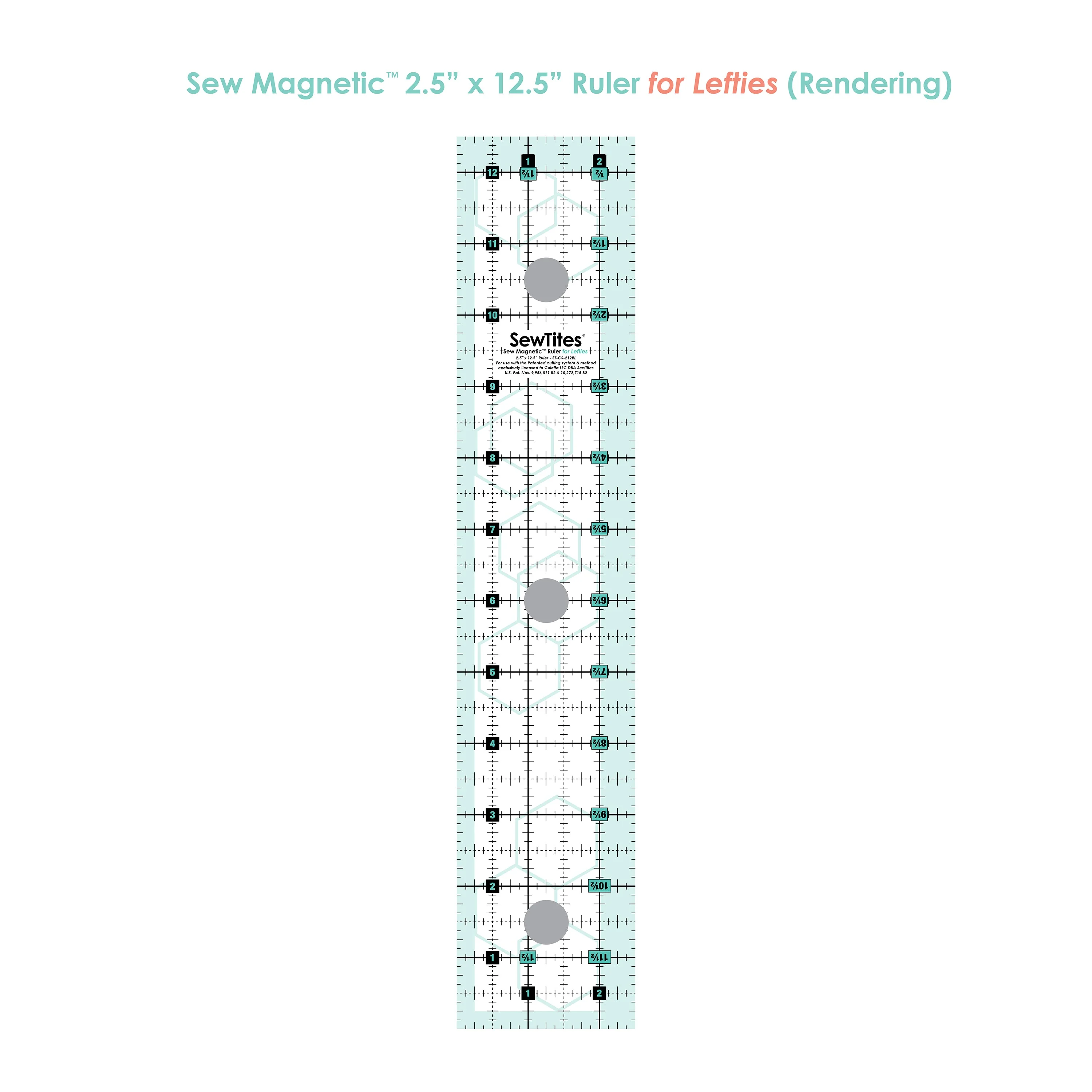 Sew Magnetic 2.5" x 12.5" Ruler 2 Sew Magnetic 2.5" x 12.5" Ruler