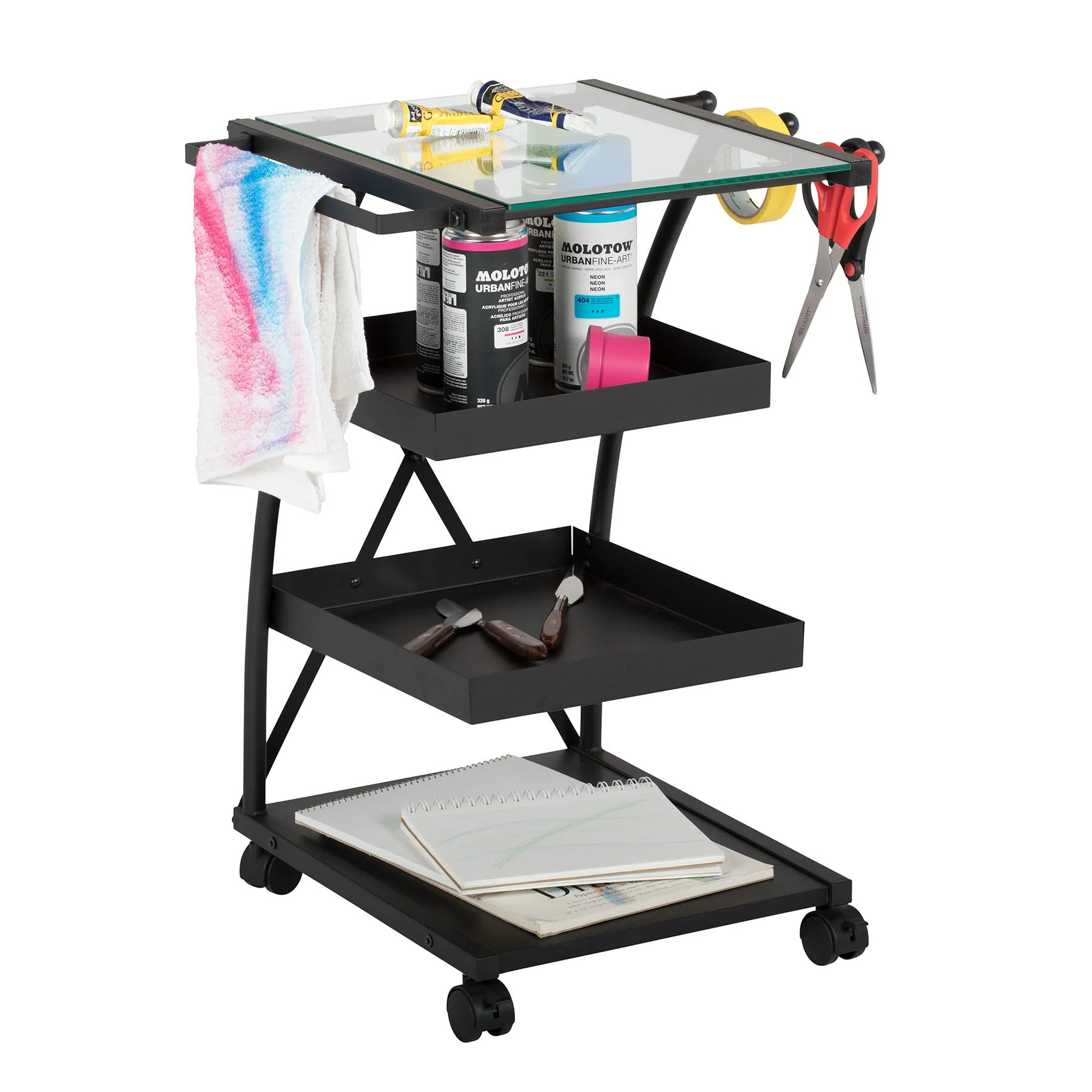 Triflex Taboret Charcoal / Clear Glass 2 Triflex Taboret Charcoal / Clear Glass