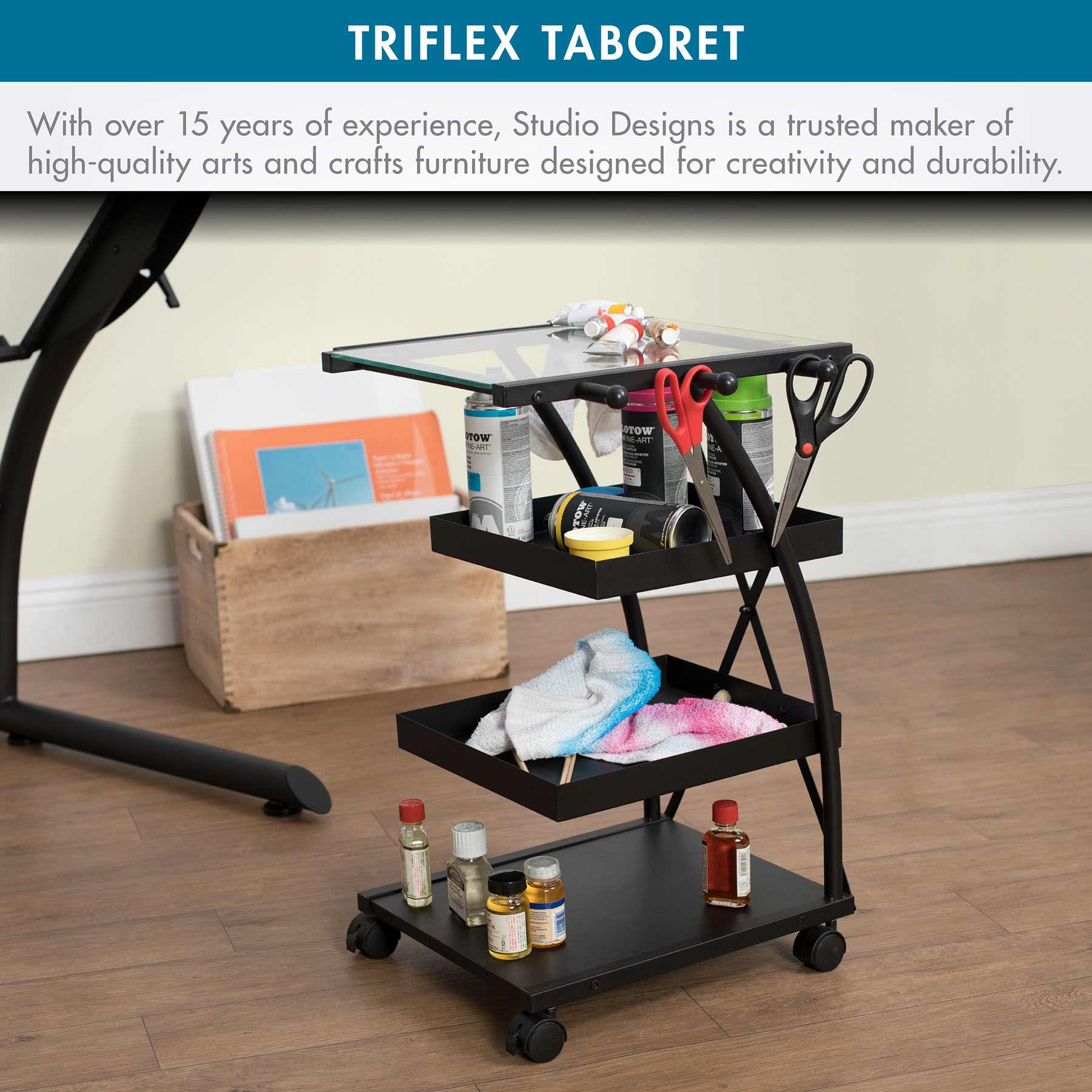 Triflex Taboret Charcoal / Clear Glass 5 Triflex Taboret Charcoal / Clear Glass