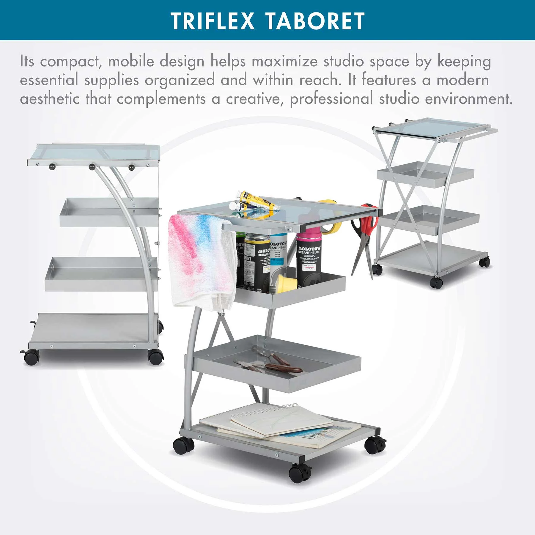 Triflex Taboret Silver / Blue 4 Triflex Taboret Silver / Blue