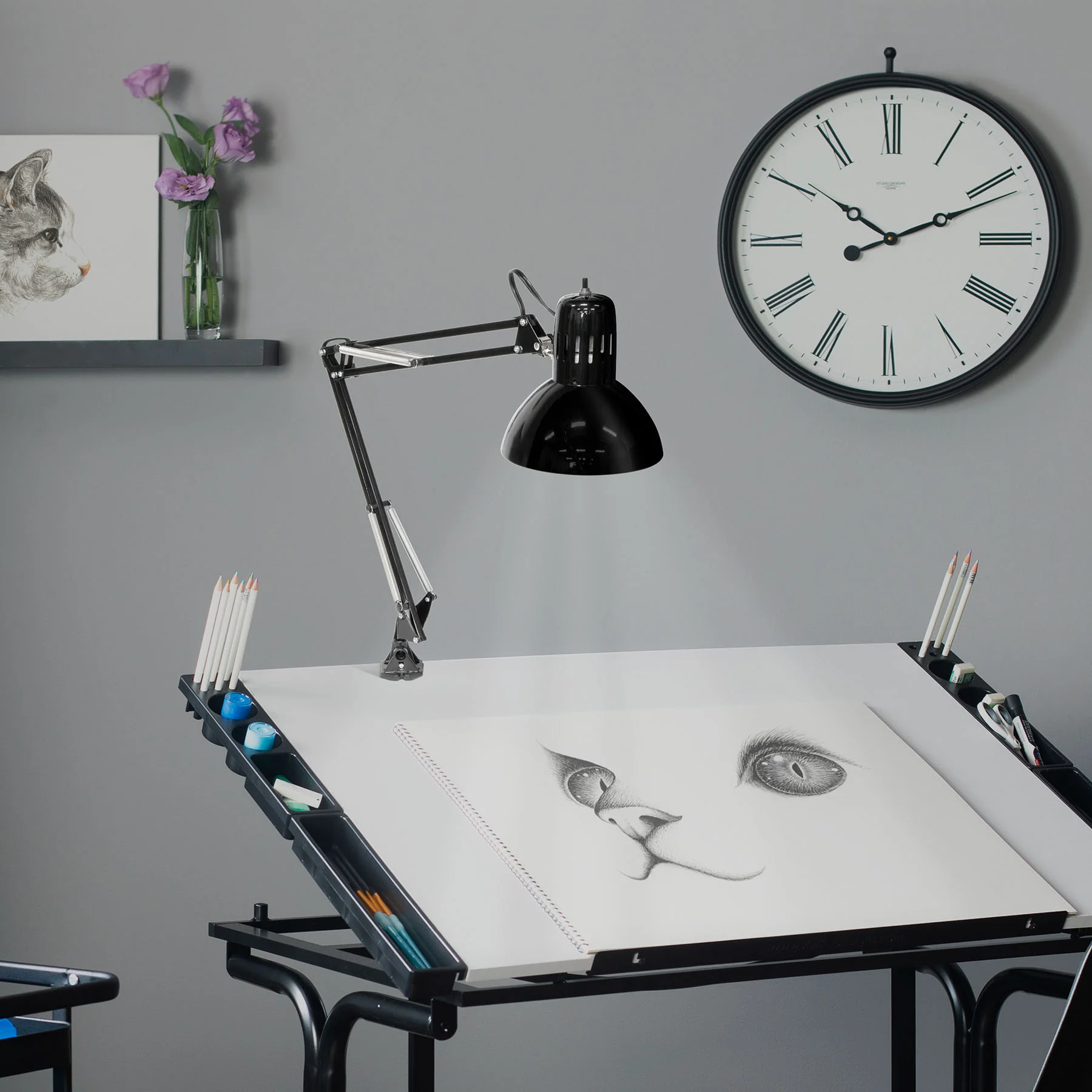 Swing Arm Lamp with LED Bulb Black 2 Swing Arm Lamp with LED Bulb Black