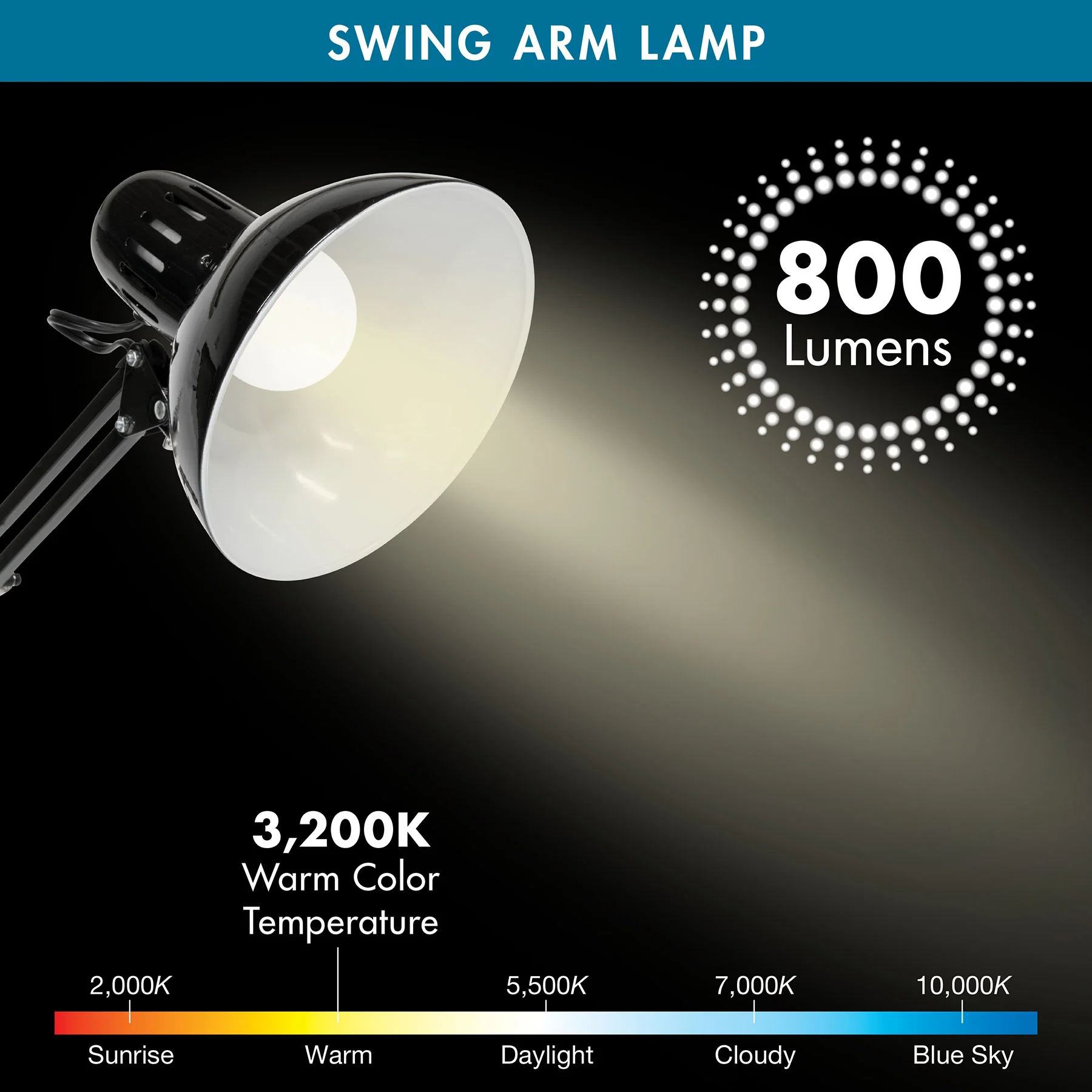 Swing Arm Lamp with LED Bulb Black 5 Swing Arm Lamp with LED Bulb Black