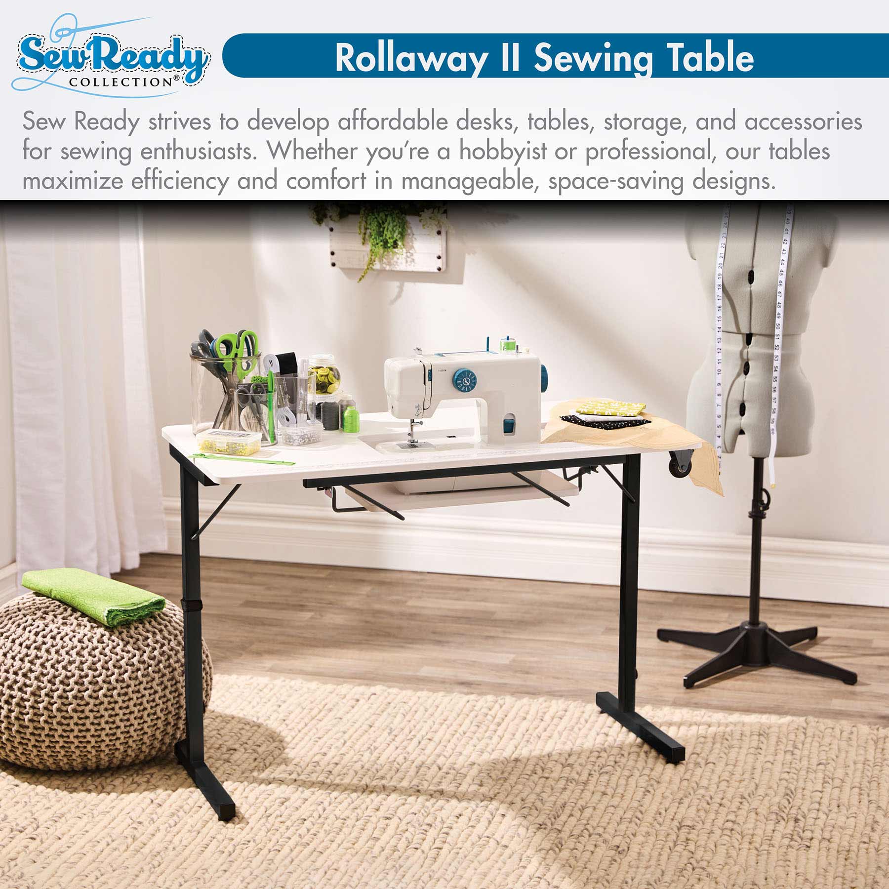 Rollaway II Sewing Table Black / White 7 Rollaway II Sewing Table Black / White
