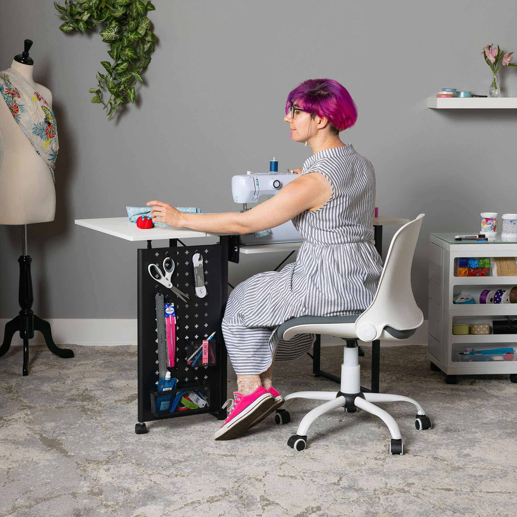 Pivot Panel Sewing Table White / Graphite 3 Pivot Panel Sewing Table White / Graphite