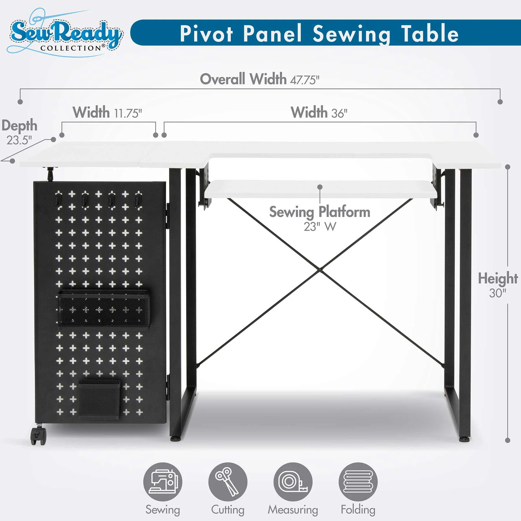 Pivot Panel Sewing Table White / Graphite 4 Pivot Panel Sewing Table White / Graphite