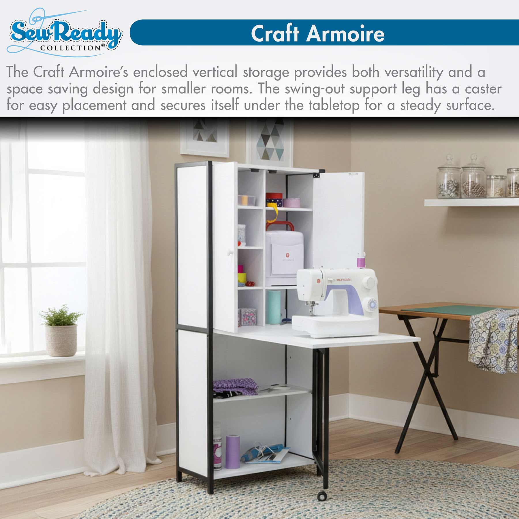 Sew Read Craft Armoire Elite Charcoal / White 11 Sew Read Craft Armoire Elite Charcoal / White