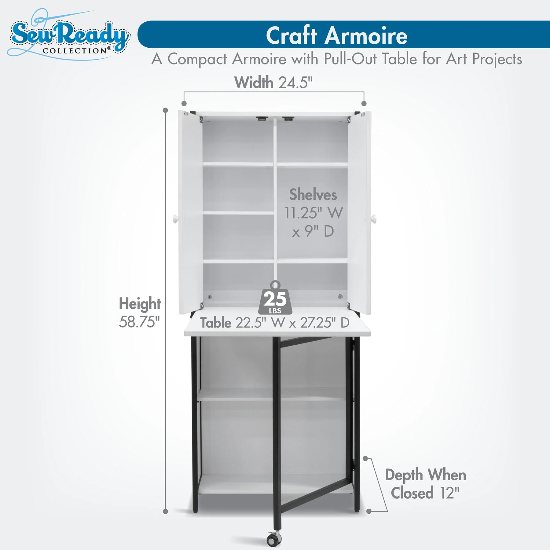 Sew Read Craft Armoire Elite Charcoal / White 12 Sew Read Craft Armoire Elite Charcoal / White