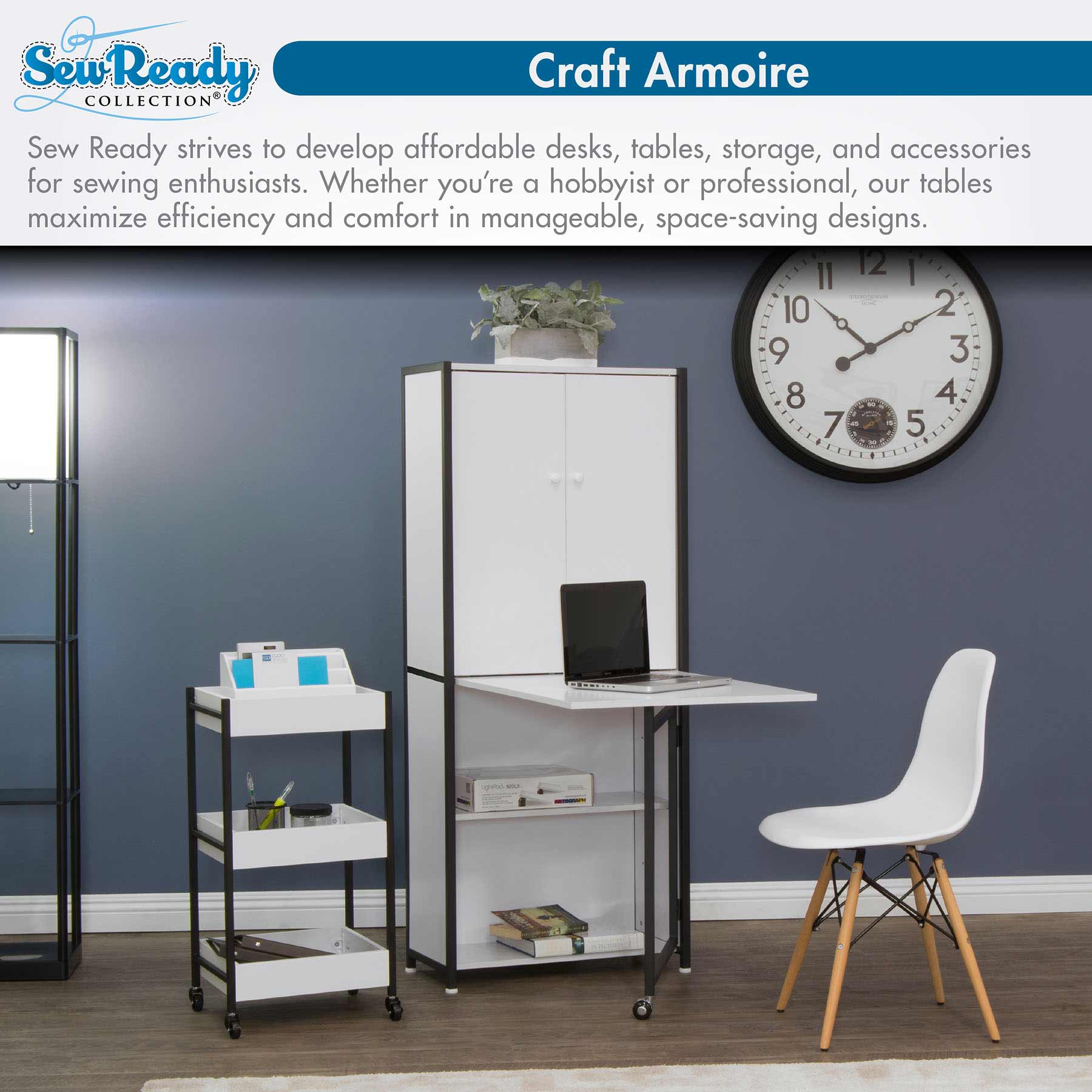 Sew Read Craft Armoire Elite Charcoal / White 9 Sew Read Craft Armoire Elite Charcoal / White