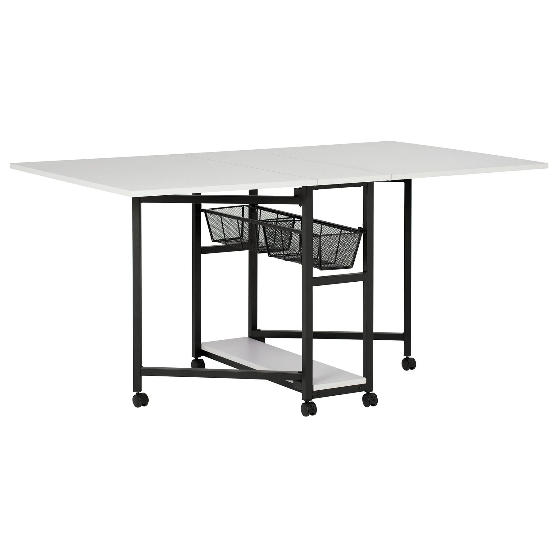 Mobile Fabric Cutting Table with Storage 30" Charcoal / White
