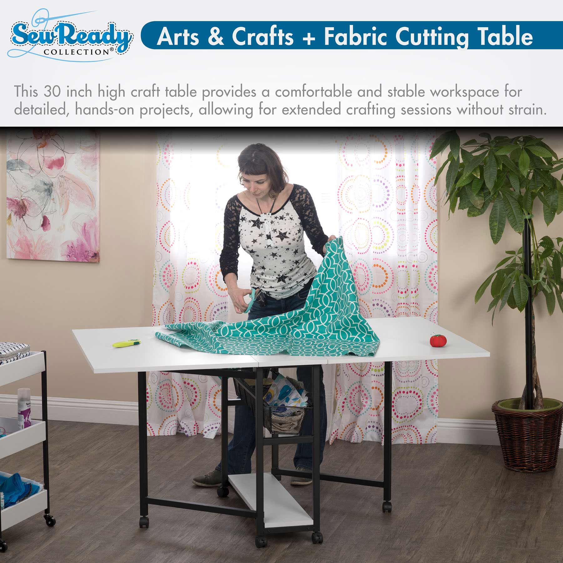 Mobile Fabric Cutting Table with Storage 30" Charcoal / White 10 Mobile Fabric Cutting Table with Storage 30" Charcoal / White