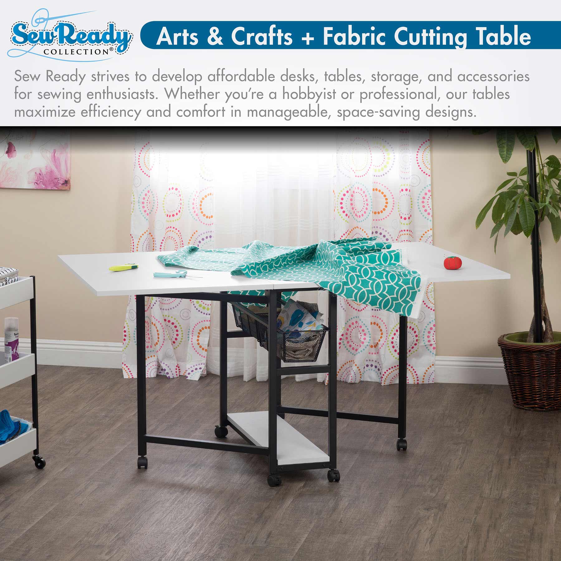 Mobile Fabric Cutting Table with Storage 30" Charcoal / White 8 Mobile Fabric Cutting Table with Storage 30" Charcoal / White