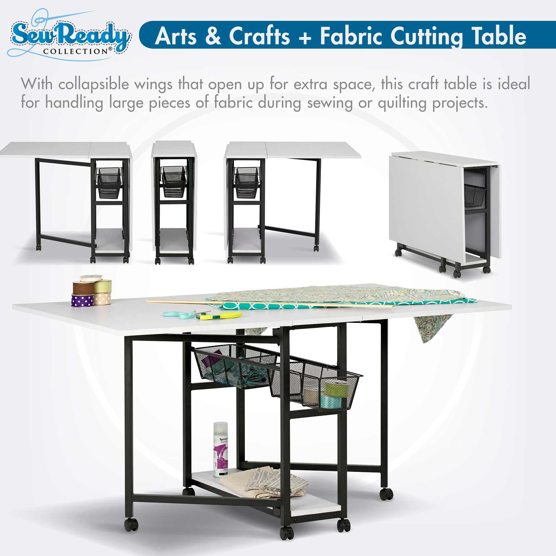 Mobile Fabric Cutting Table with Storage 30" Charcoal / White 9 Mobile Fabric Cutting Table with Storage 30" Charcoal / White