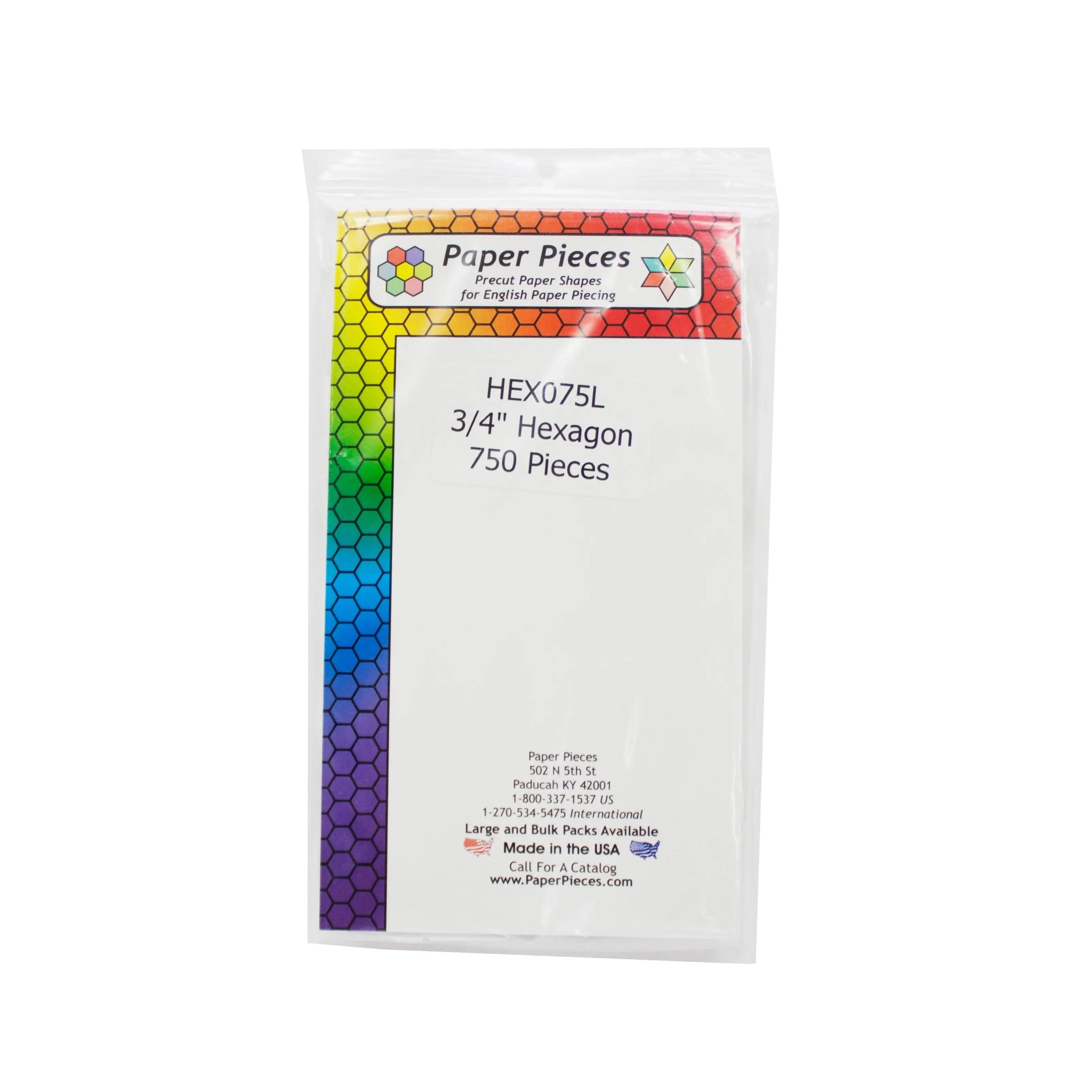Paper Piece Hexagon Pack 3/4in 750pc 1 Paper Piece Hexagon Pack 3/4in 750pc