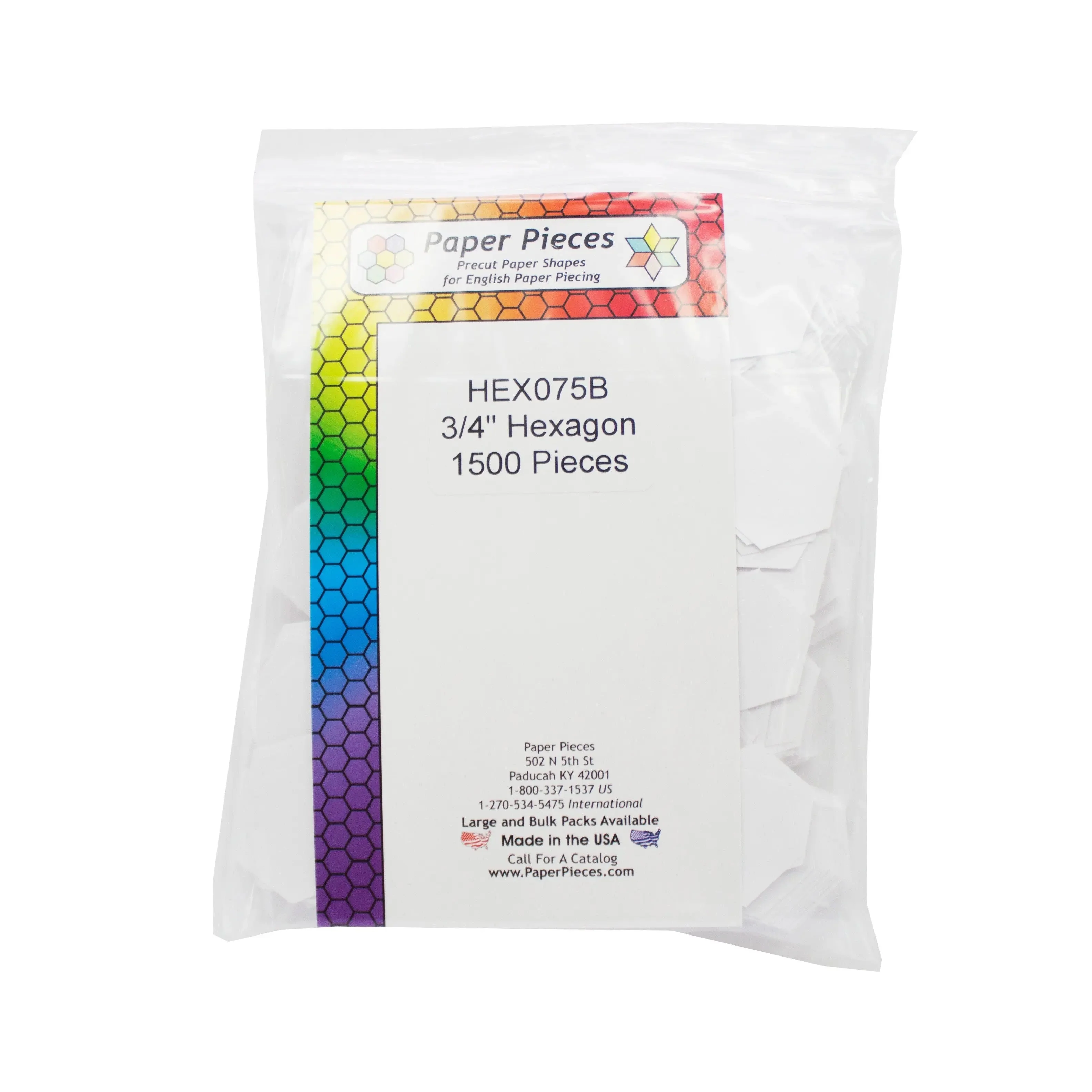 Paper Piece Hexagon Pack 3/4in 1500pc 1 Paper Piece Hexagon Pack 3/4in 1500pc