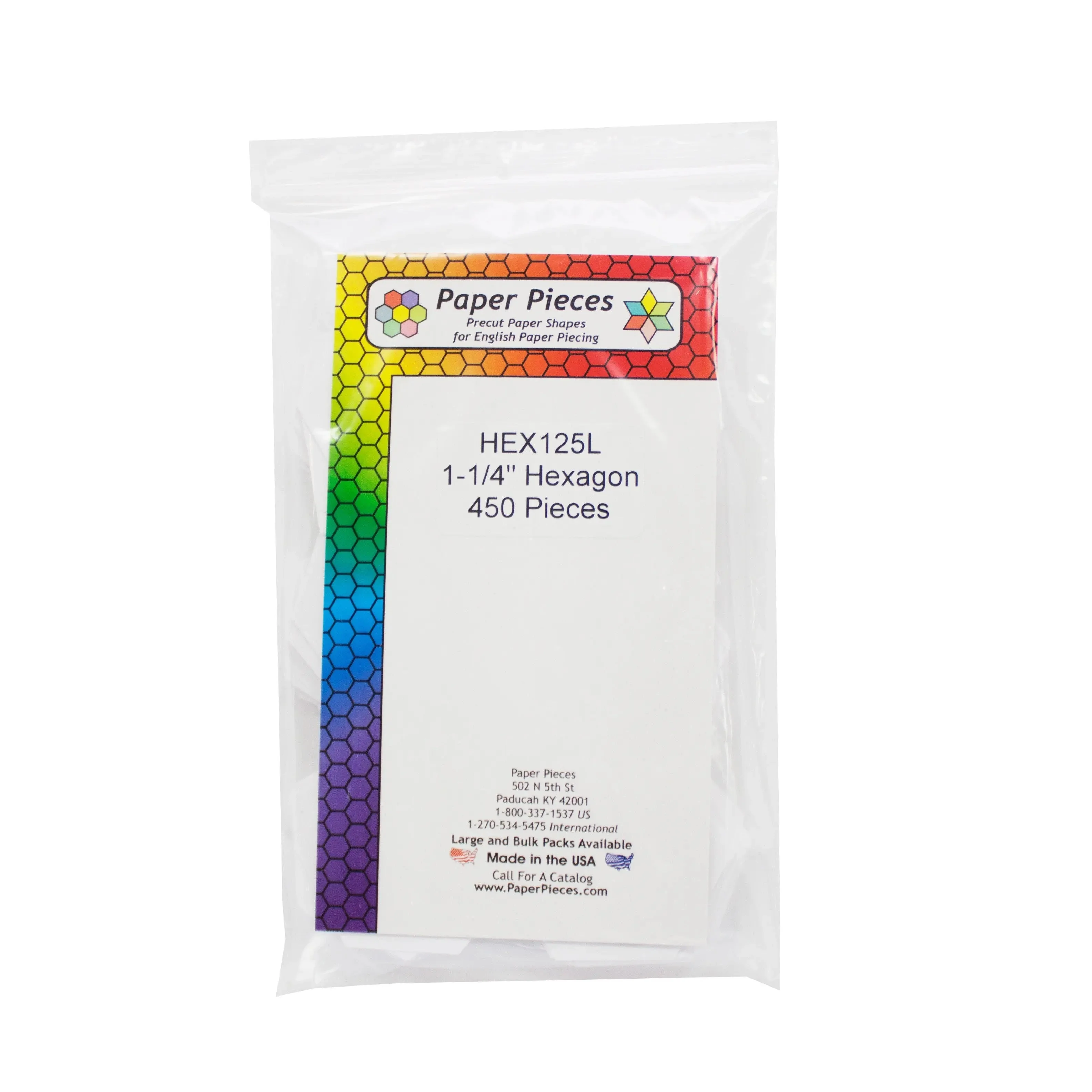 Paper Piece Hexagon Pack 1-1/4in 450pc 1 Paper Piece Hexagon Pack 1-1/4in 450pc