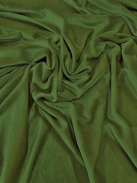 GLITTER STRETCH VELVET 360 GRAMS SPANDEX FABRIC / Olive / Sold by the Yard 1 GLITTER STRETCH VELVET 360 GRAMS SPANDEX FABRIC / Olive / Sold by the Yard