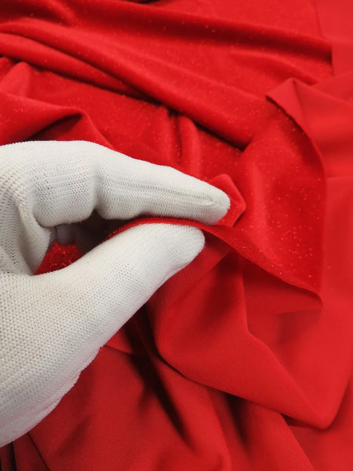 GLITTER STRETCH VELVET 360 GRAMS SPANDEX FABRIC / Red / Sold by the Yard 4 GLITTER STRETCH VELVET 360 GRAMS SPANDEX FABRIC / Red / Sold by the Yard