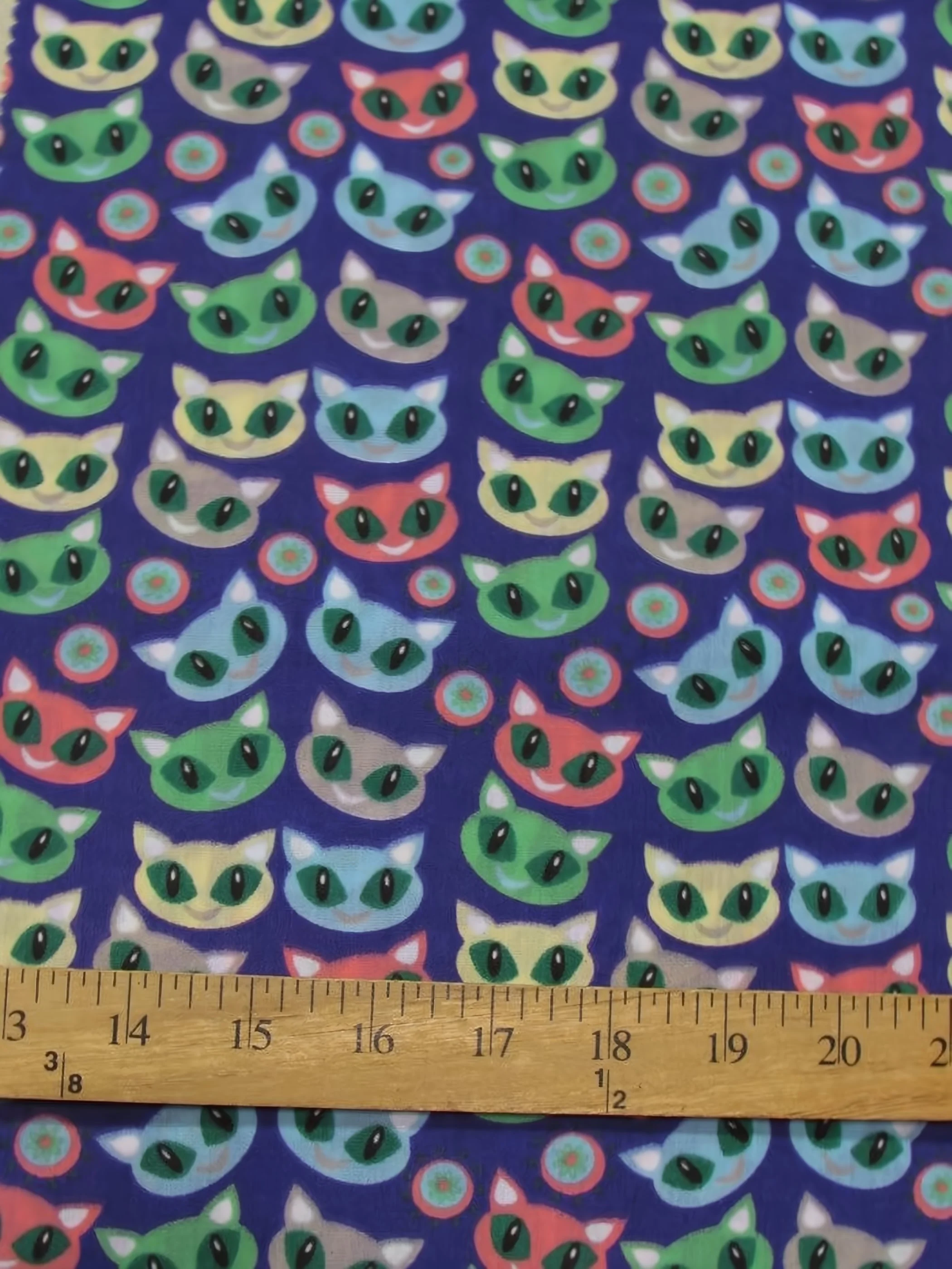 Halloween Cats Purple Poly Cotton Fabric
