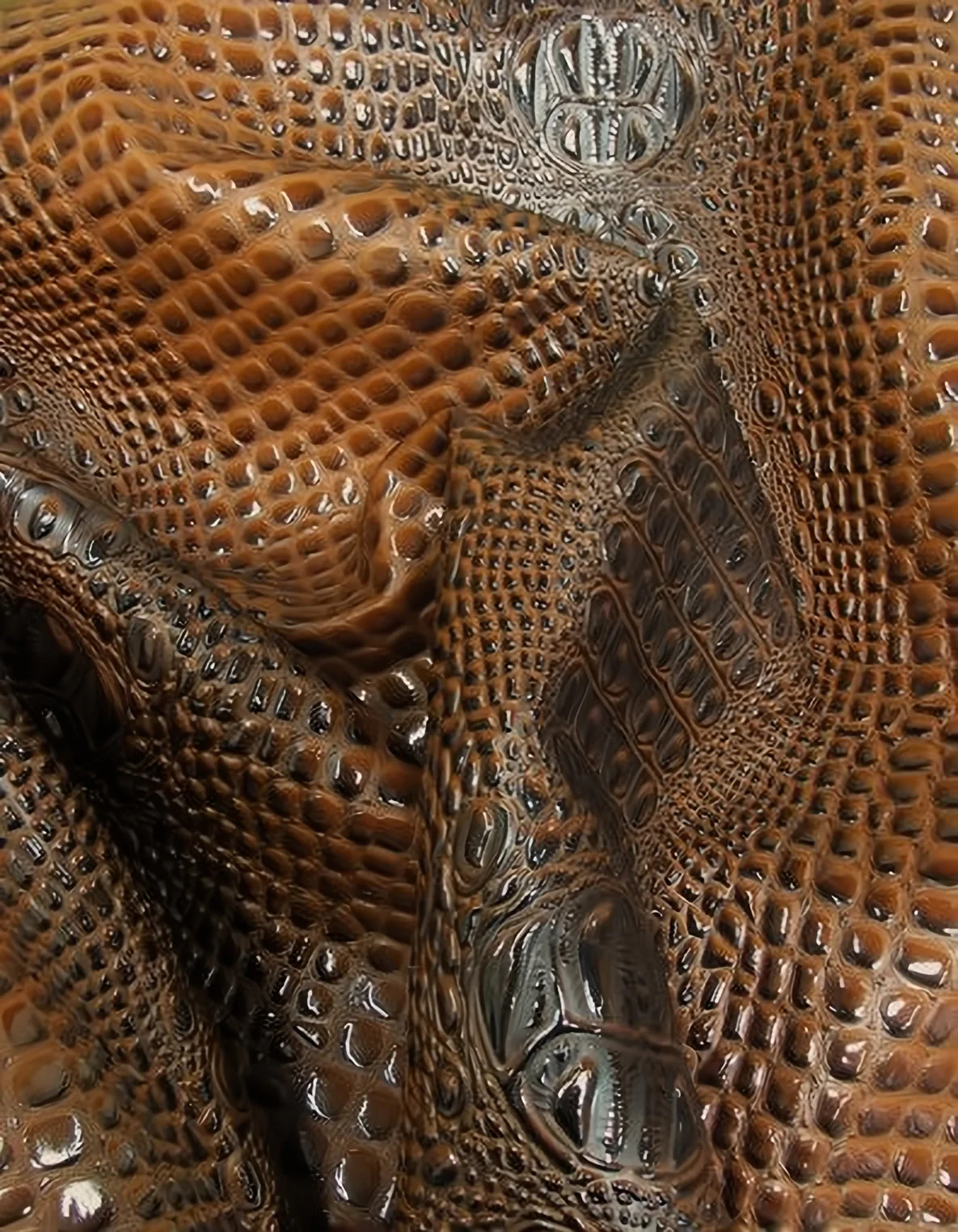 Honey Caramel Florida Gator 3D Embossed Vinyl Fabric / Sold By The Yard 1 Honey Caramel Florida Gator 3D Embossed Vinyl Fabric / Sold By The Yard