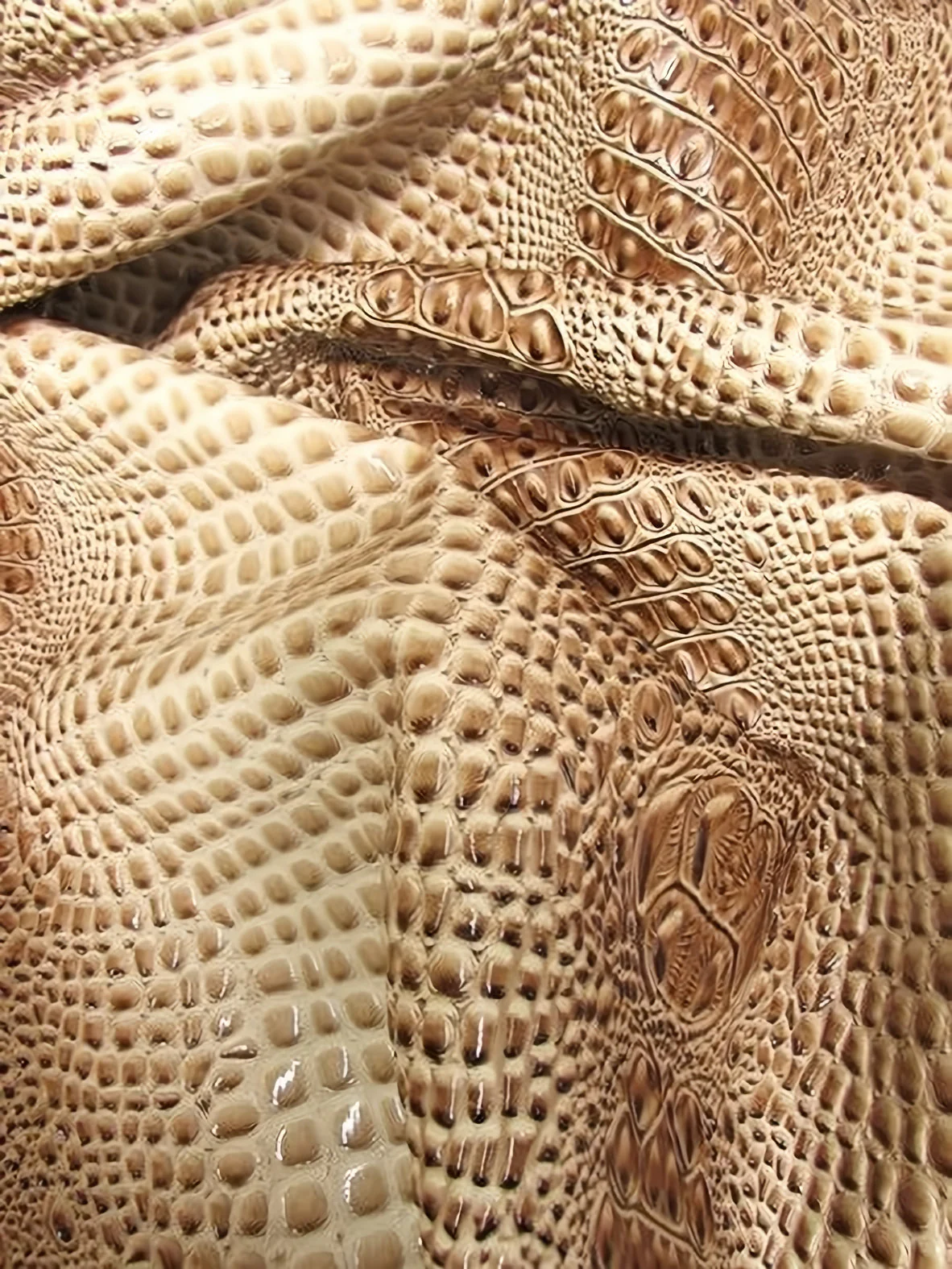 Honey Caramel Florida Gator 3D Embossed Vinyl Fabric / Sold By The Yard 54 Honey Caramel Florida Gator 3D Embossed Vinyl Fabric / Sold By The Yard