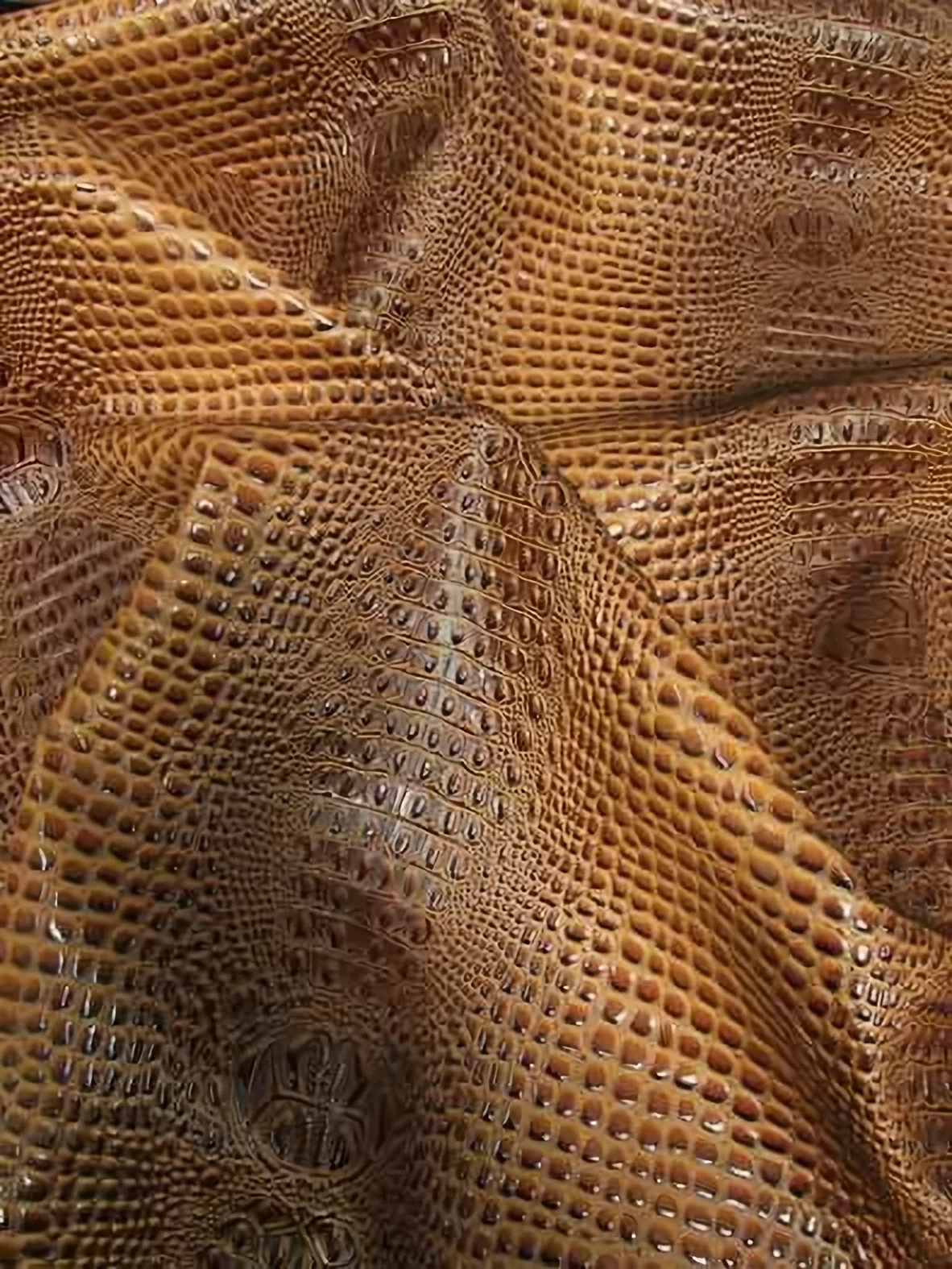Honey Caramel Florida Gator 3D Embossed Vinyl Fabric / Sold By The Yard 59 Honey Caramel Florida Gator 3D Embossed Vinyl Fabric / Sold By The Yard
